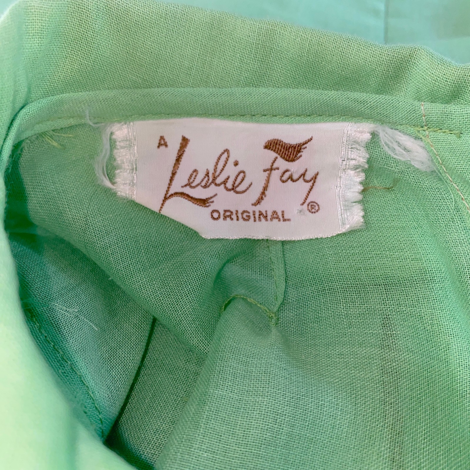 Vintage Leslie Fay Dress Medium Mint Green Pleated Cowl Neck Back Button Shift