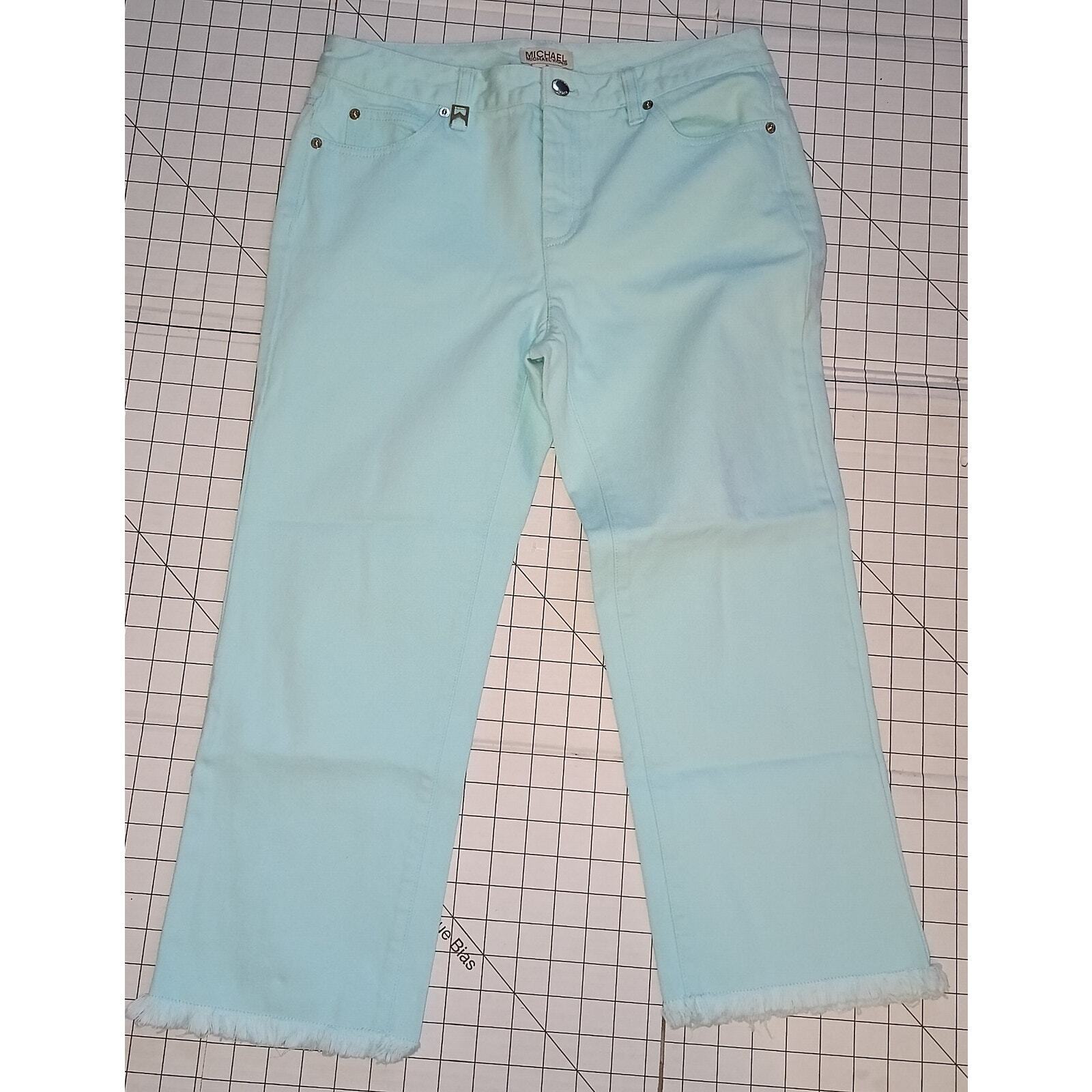 Michael Kors Retro Vintage Y2K Pale Aqua Cropped Denim Jeans 6