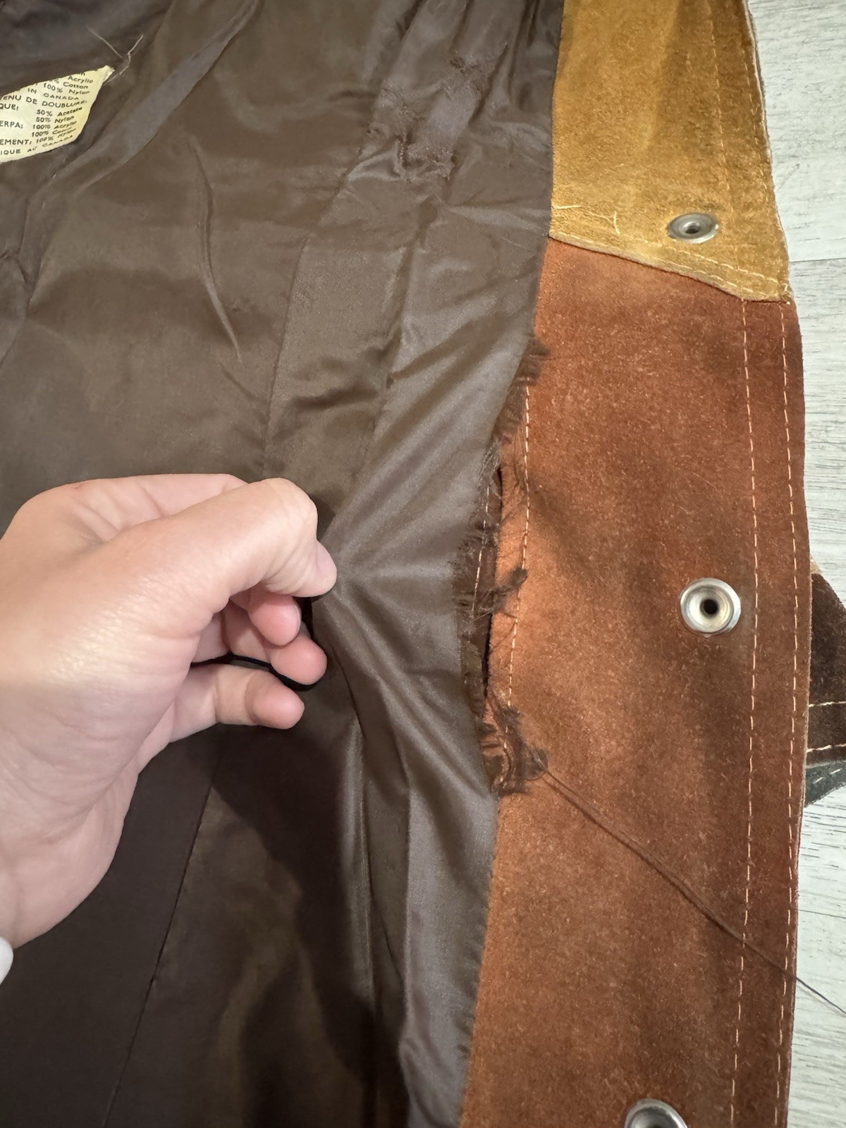 Vintage Gassy Jack Patchwork Suede Jacket Small Brown Orange Coat 70s Vancouver