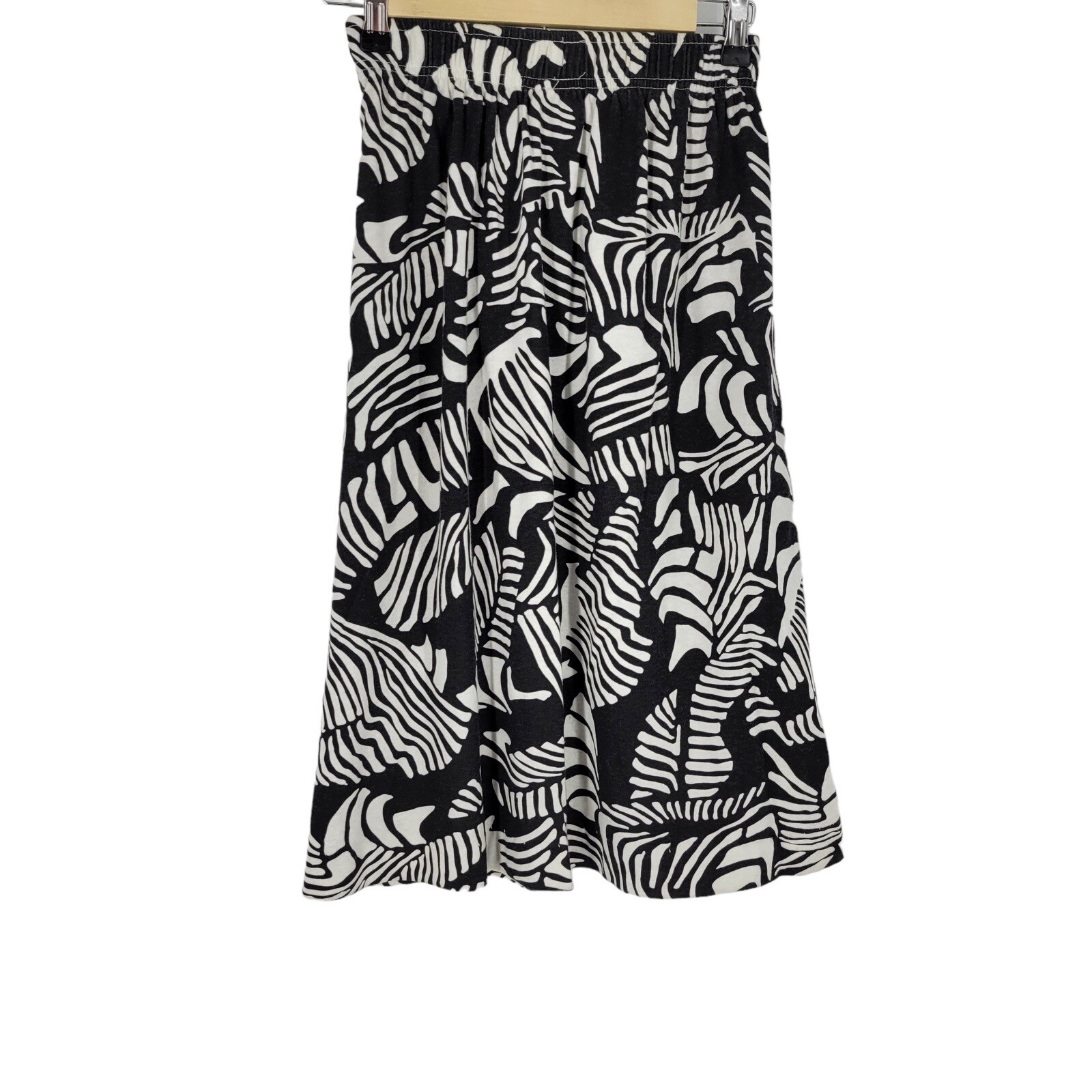 VTG College Town Black White Long Geometric Skirt Cotton Blend Small W/pockets