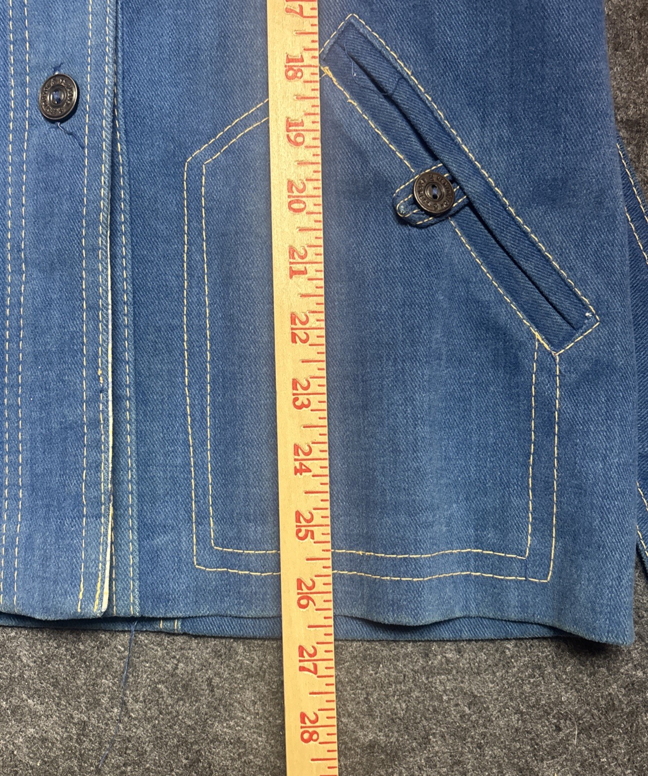 70s Brush Denim Womens Button Front Belted Jacket Blue Kemington Express