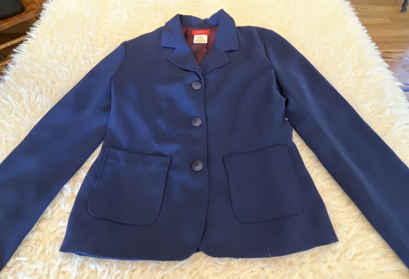 VTG 90s ESPRIT !! BLAZER JACKET TIMELESS! Blue Boho Retro Preppy Nice! S