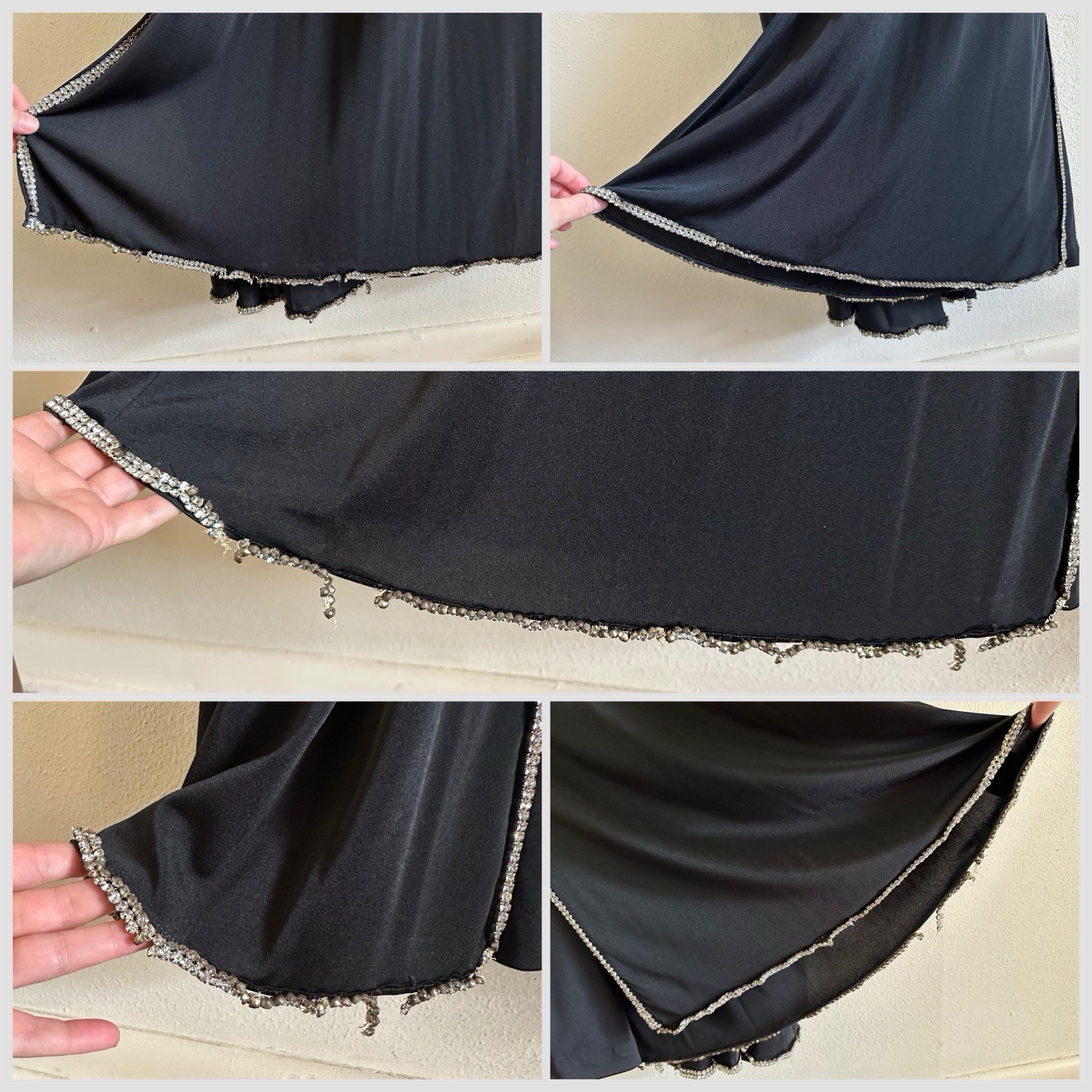 1970s Custom Opera Stage Recital Gown Costume Shoulder Cape Rhinestone Dress VTG