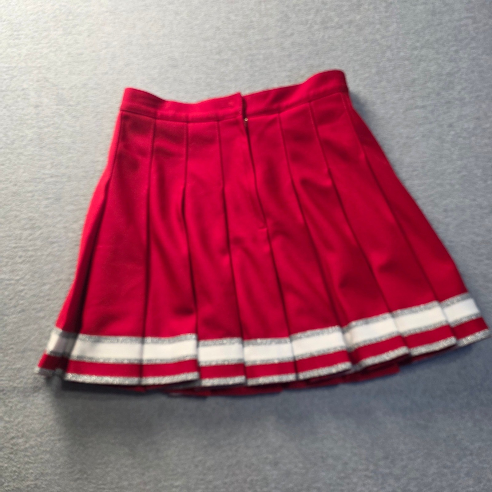 Vintage USA Cheerleader Danzteam Pleated Cheer Skirt Womens 27 Red White Pom Pom