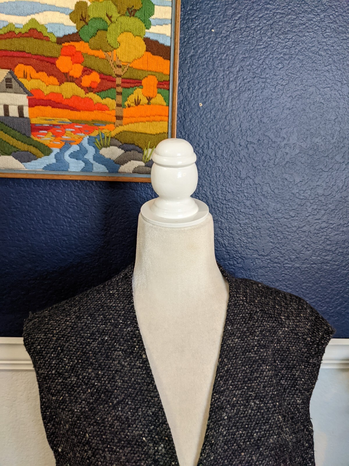 VTG Weathered by Natural Threads Gray Textured Sleeveless Button Vest Sz Large L