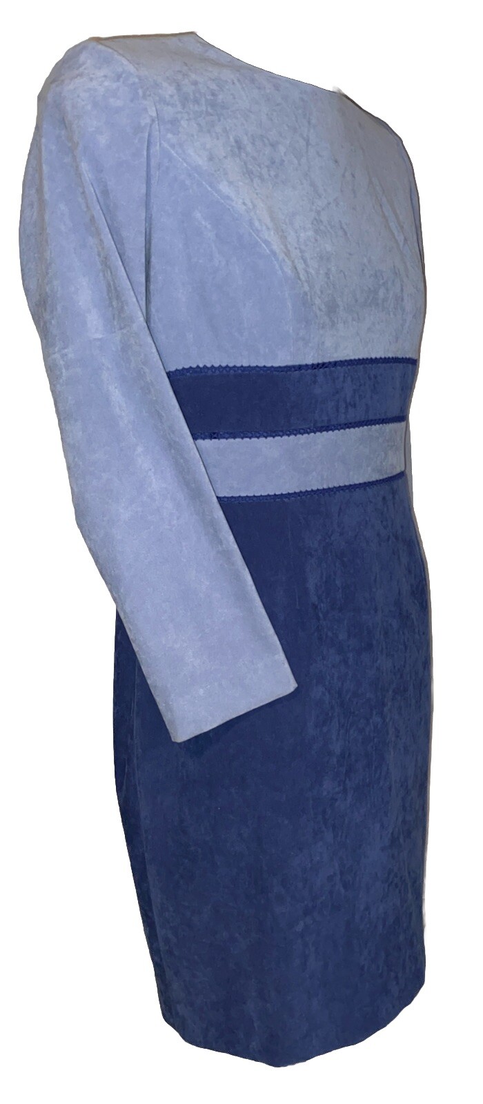 Vintage Positive Attitude Color Block Faux Suede Round Neck Sheath Dress 10 P