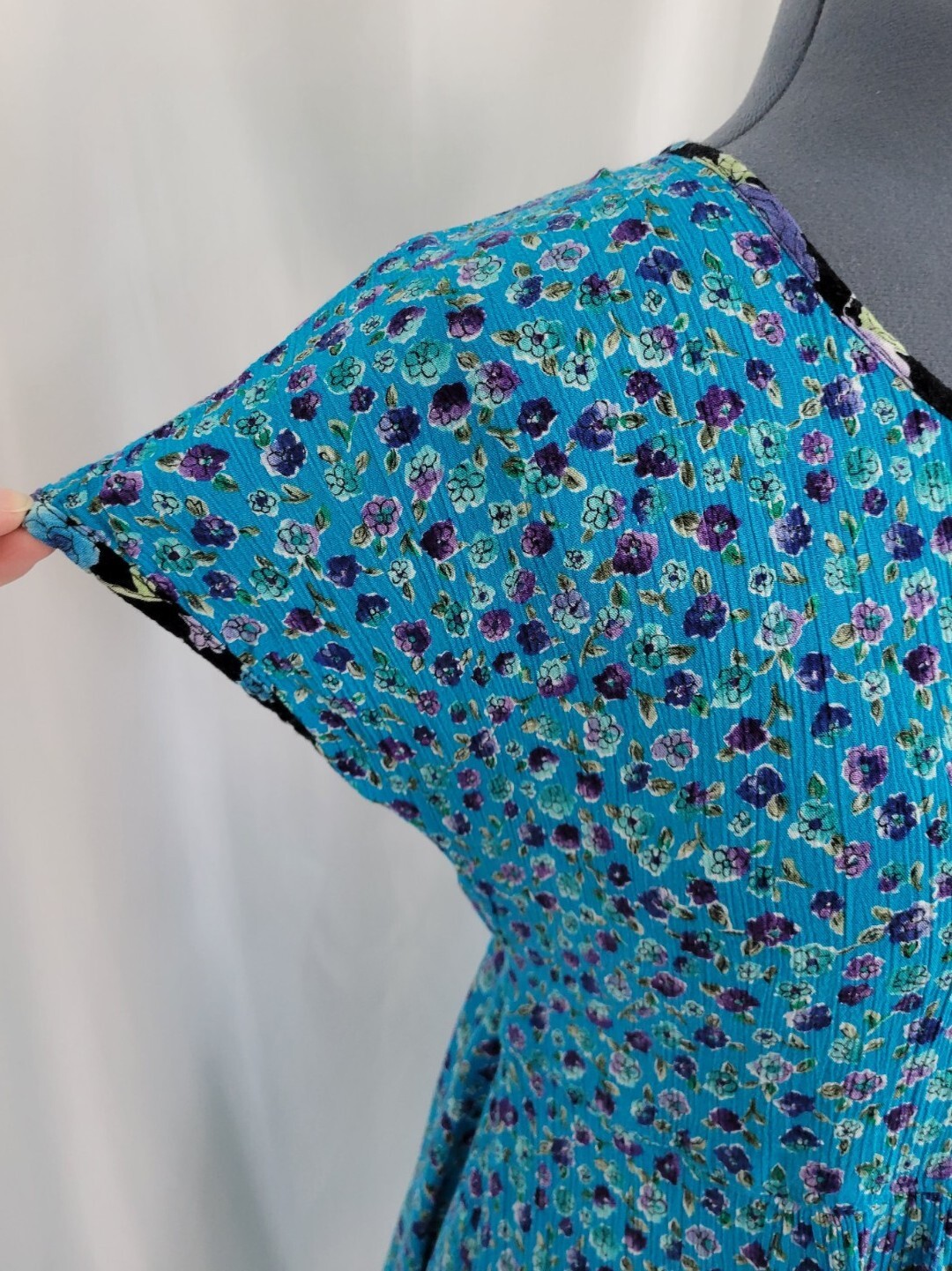 Vintage Cottagecore Molly Malloy Petites Blue Floral Babydoll Dress Sz 6