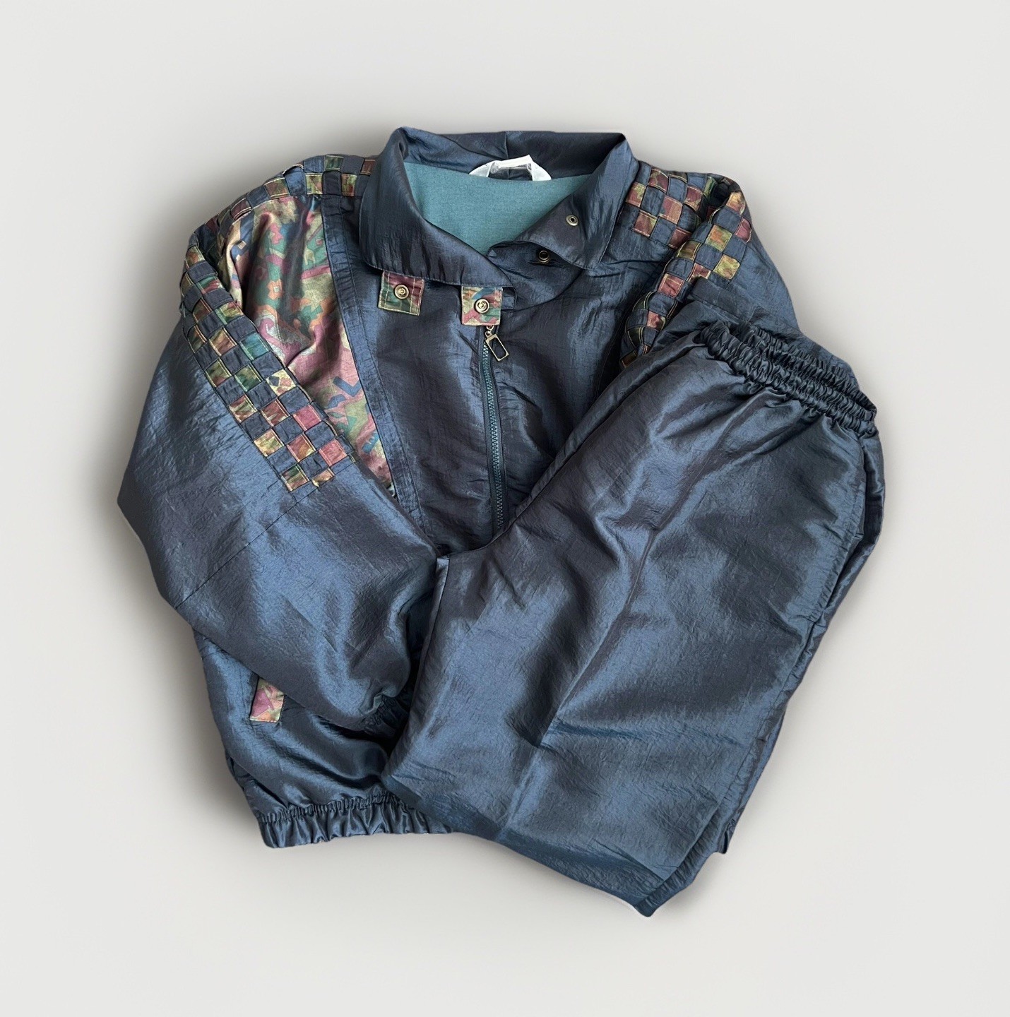 Vintage Great Cavalier St. Paul Iridescent Blue Two Piece Track Suit Set Size S