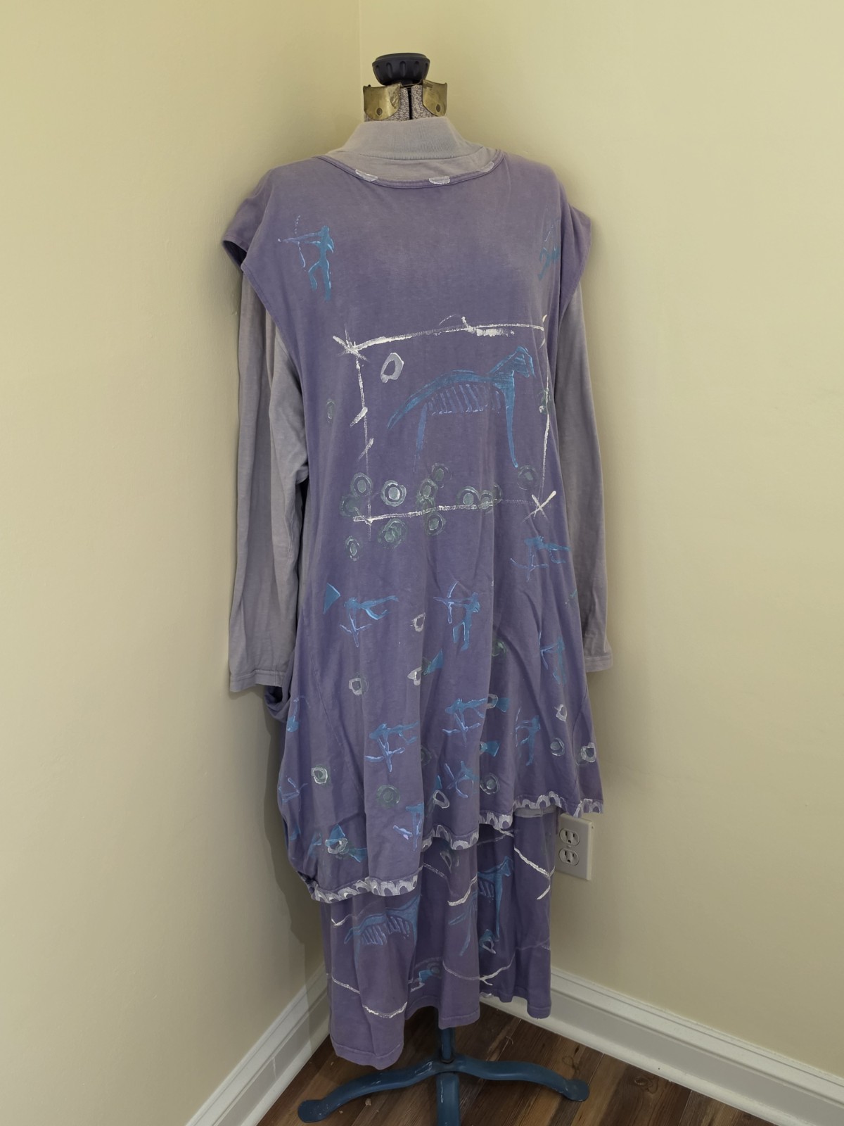 Vintage 1987 Blue Fish Lilac Tunic Dress One Size Fits All
