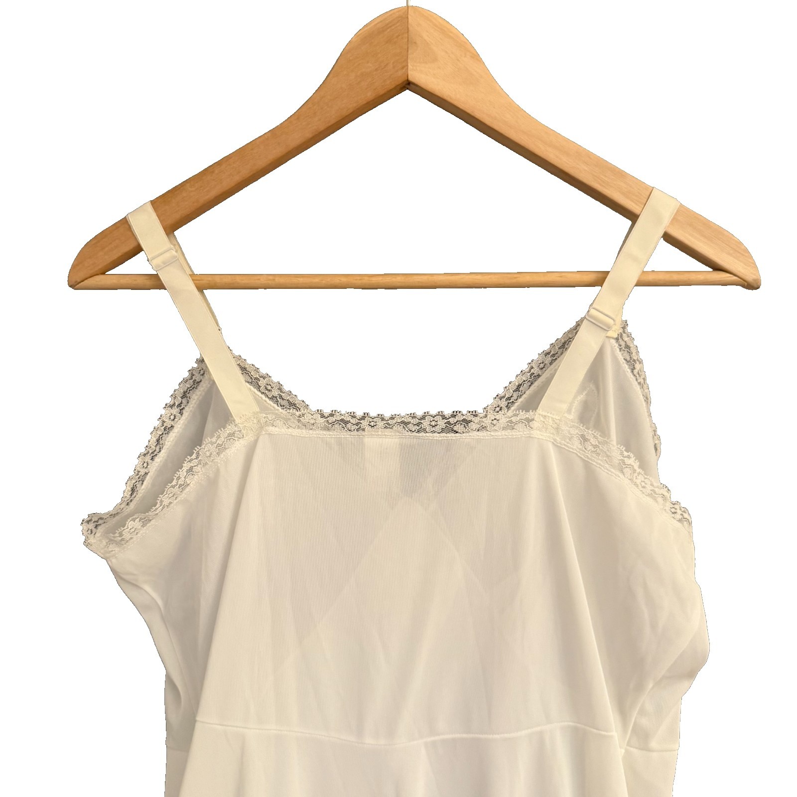 1960s Movie Star Full Slip White Nylon Tricot Lace Trim Sz Large USA