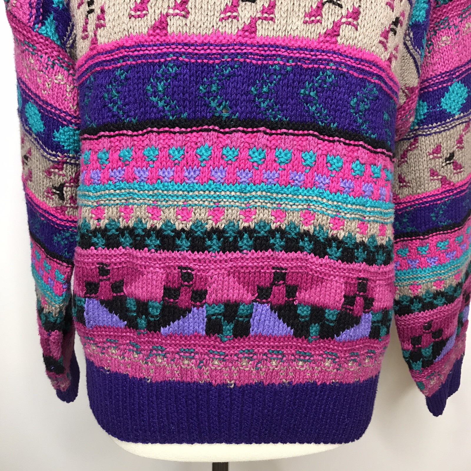 Vintage Robert Scott Ltd. Sweater Multicolor Fairy Kei Kawaii Ramie Cotton L
