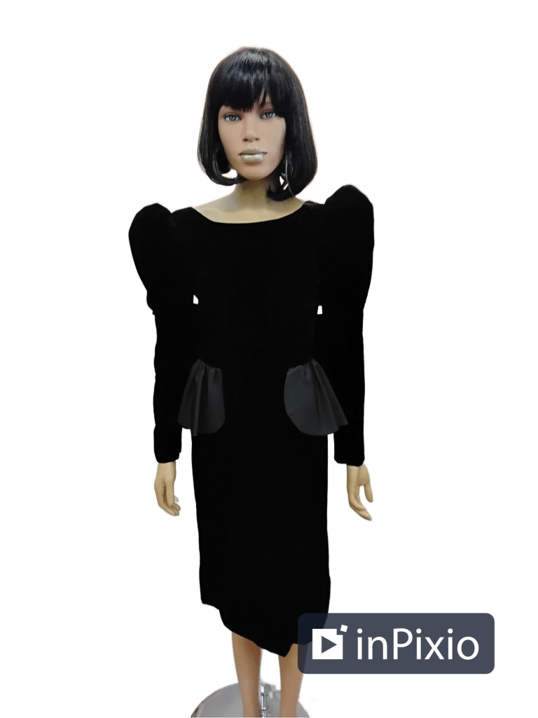 80s Vintage Black Velvet Party Dress, Size: 6, by S. G. Gilbert
