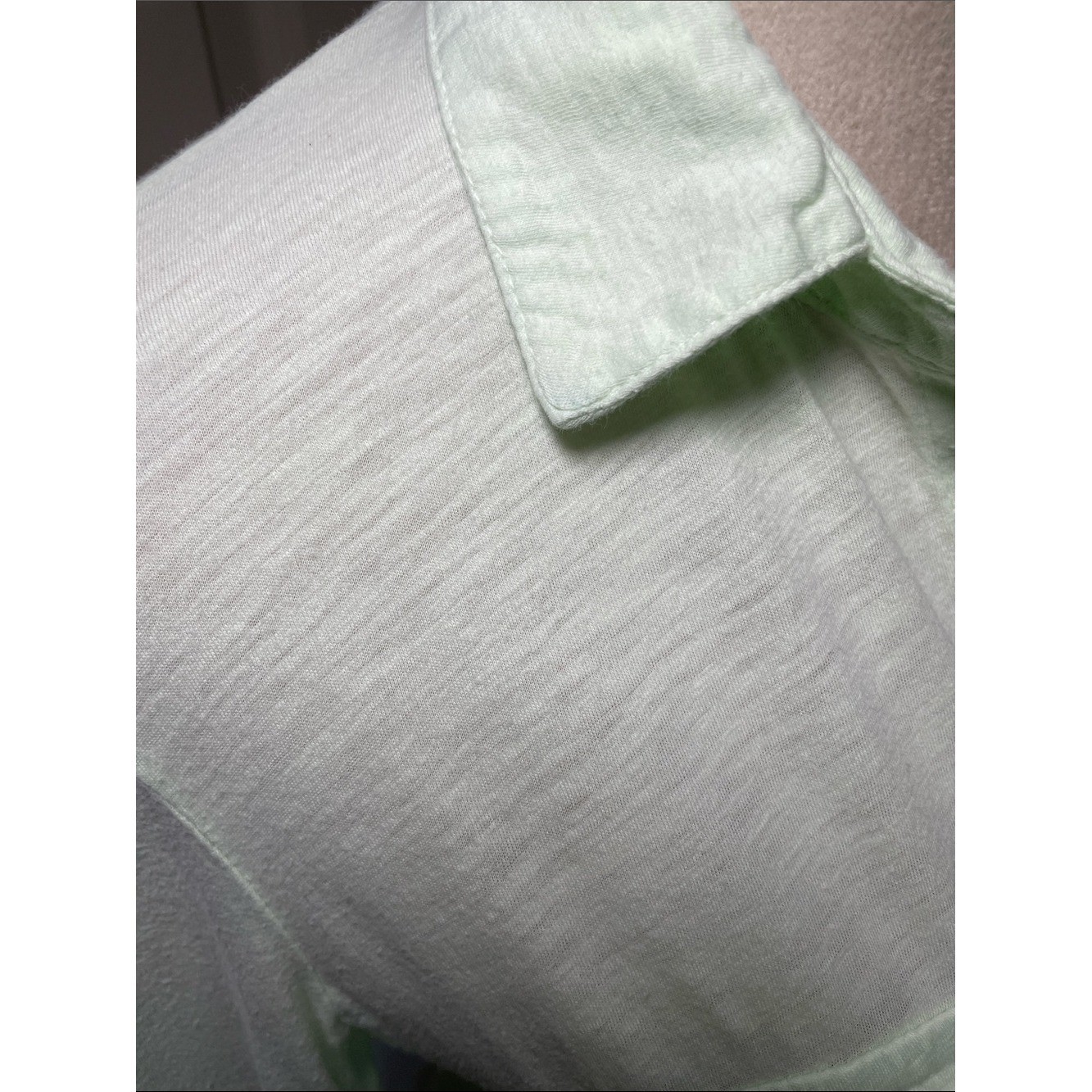 James Perse Sheer Slub Side Panel Sea Foam Green Button Down Shirt Size Large