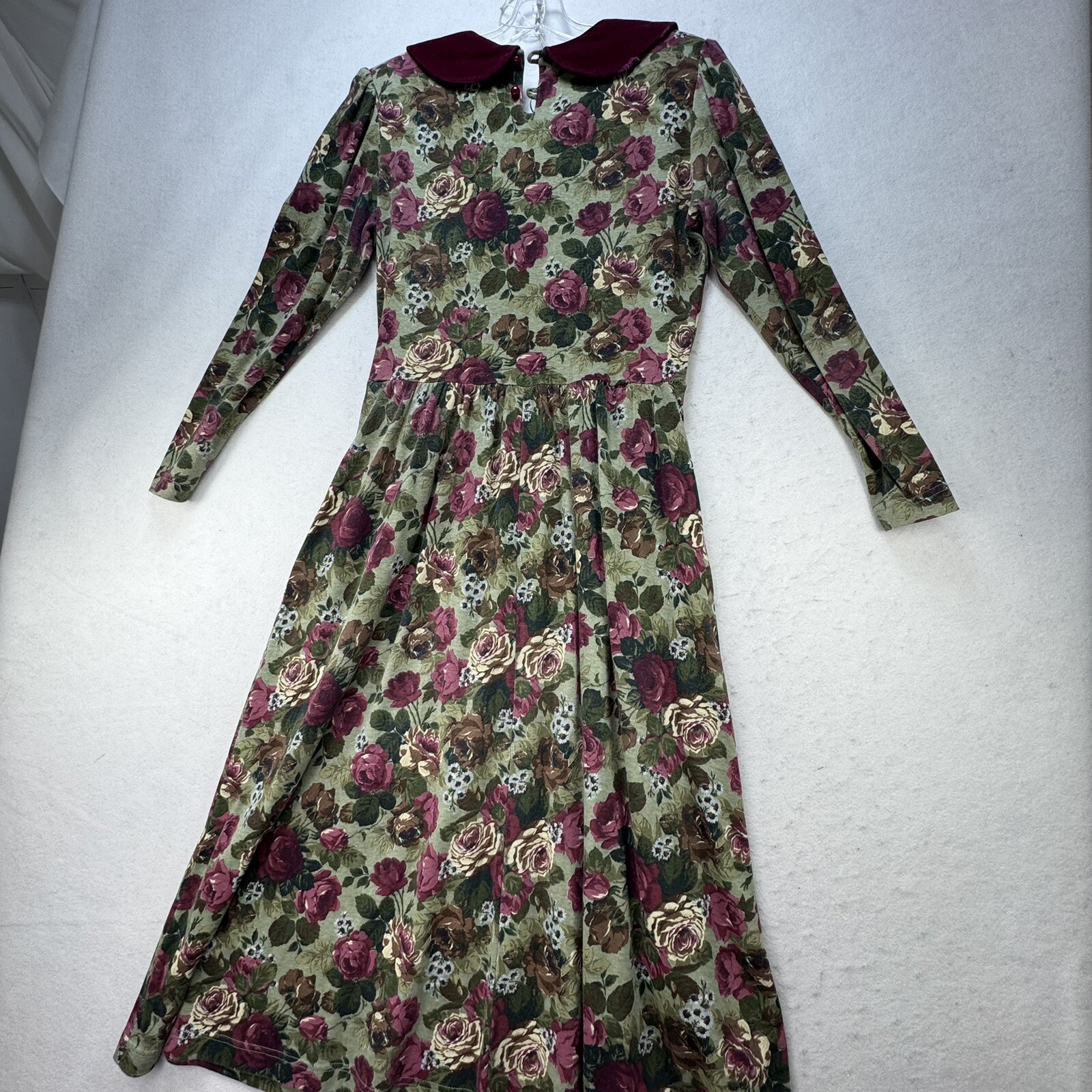 Vintage 80s LANZ Originals Floral Cottagecore Prairie MIDI Dress Size Medium