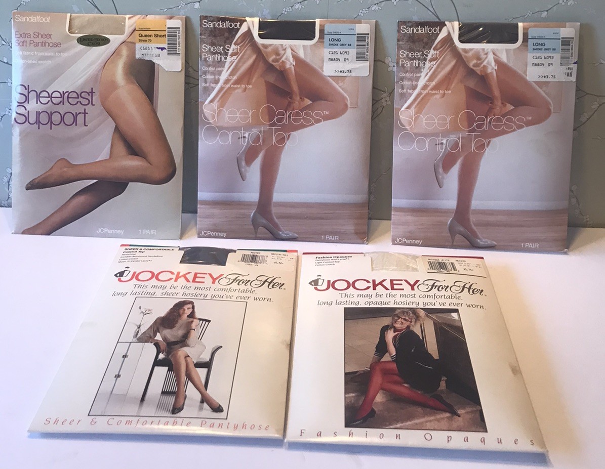 5 Vintage New Old Stock Women’s Nylons Pantyhose Variety Hosiery LOT