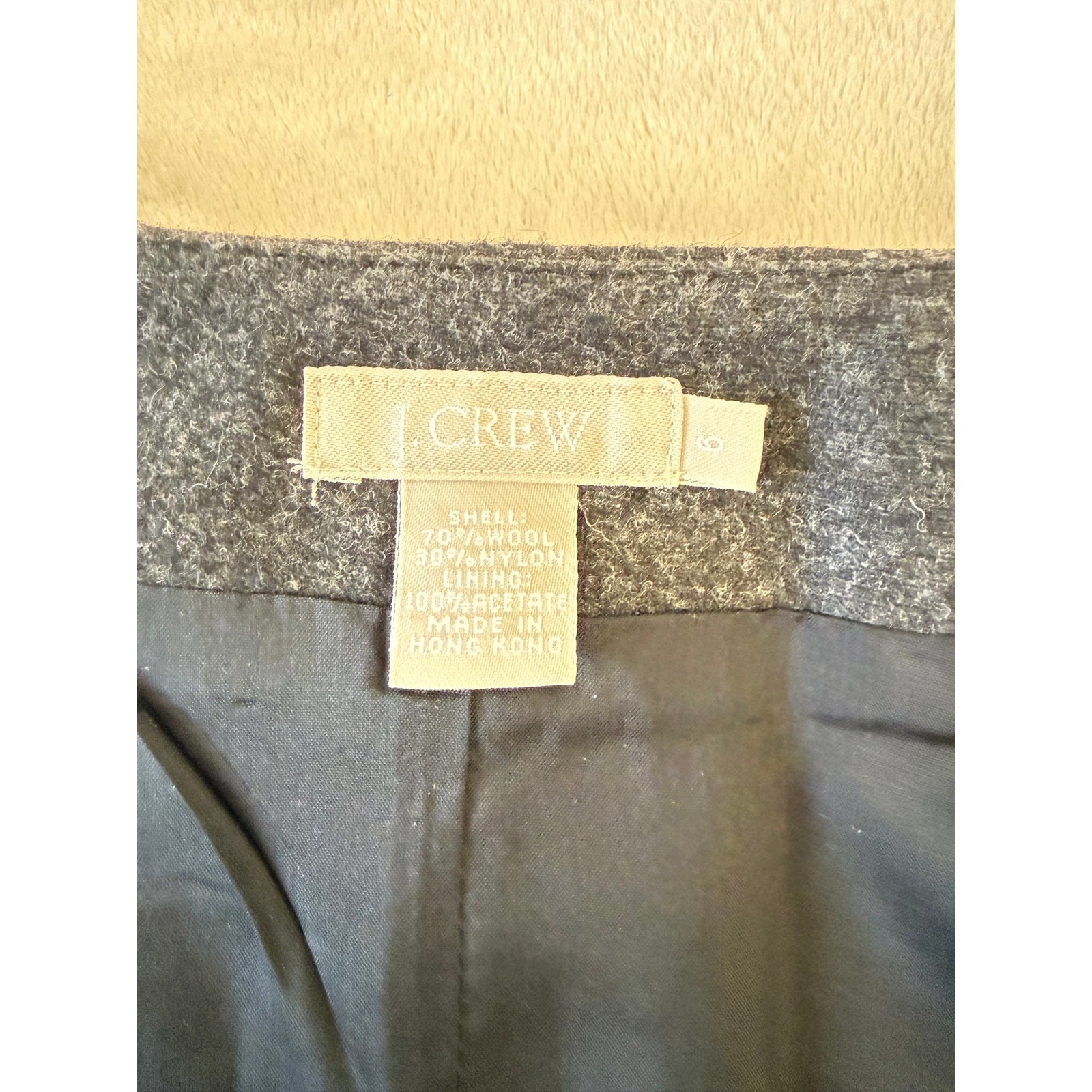 Vintage 90’s J. Crew Charcoal Gray A-Line Wool Pencil Skirt made in Hong Kong 6