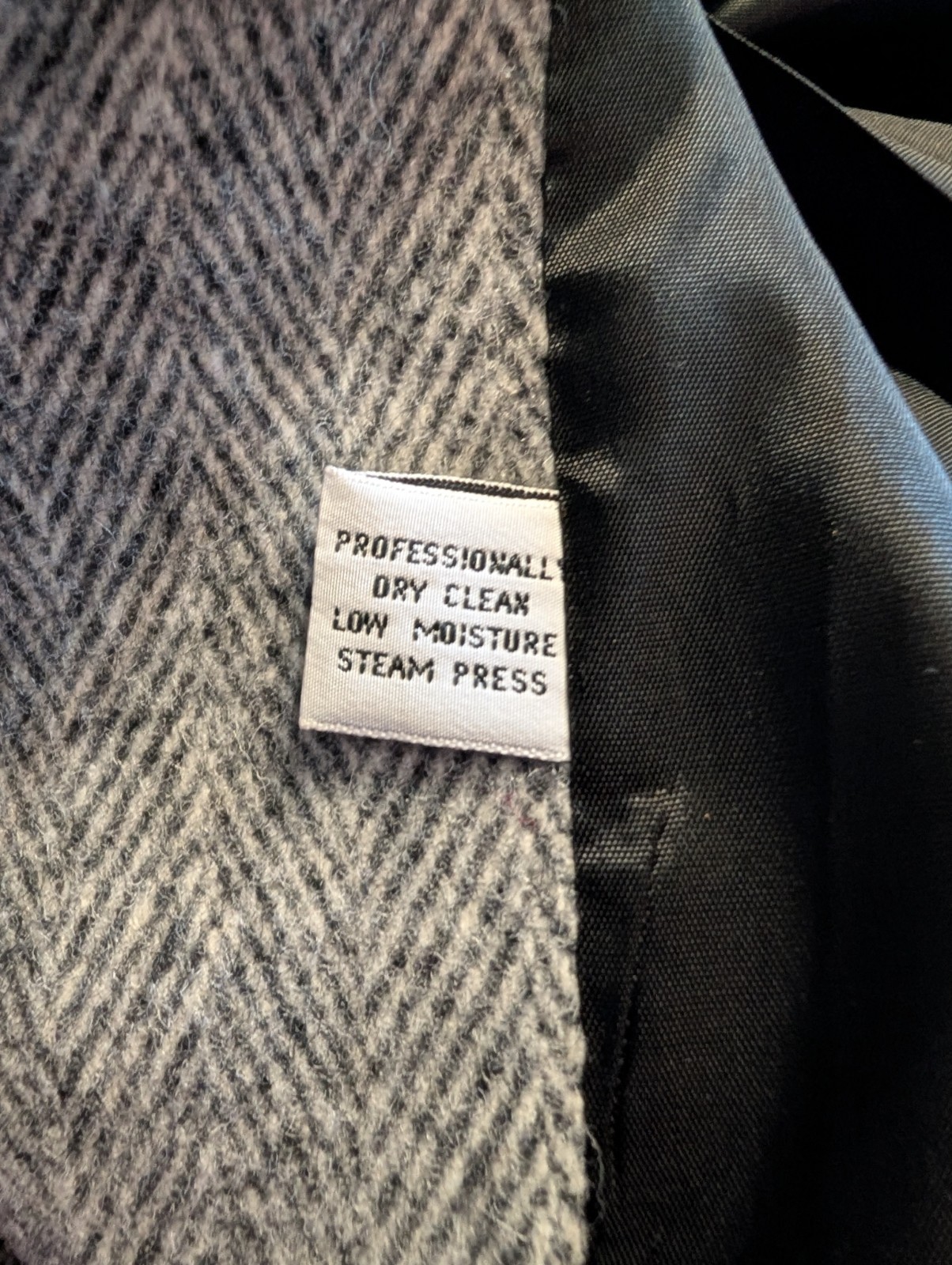 VTG Herman Kay Gray Black Tweed Herringbone Wool Pea Coat Overcoat Sz Large L