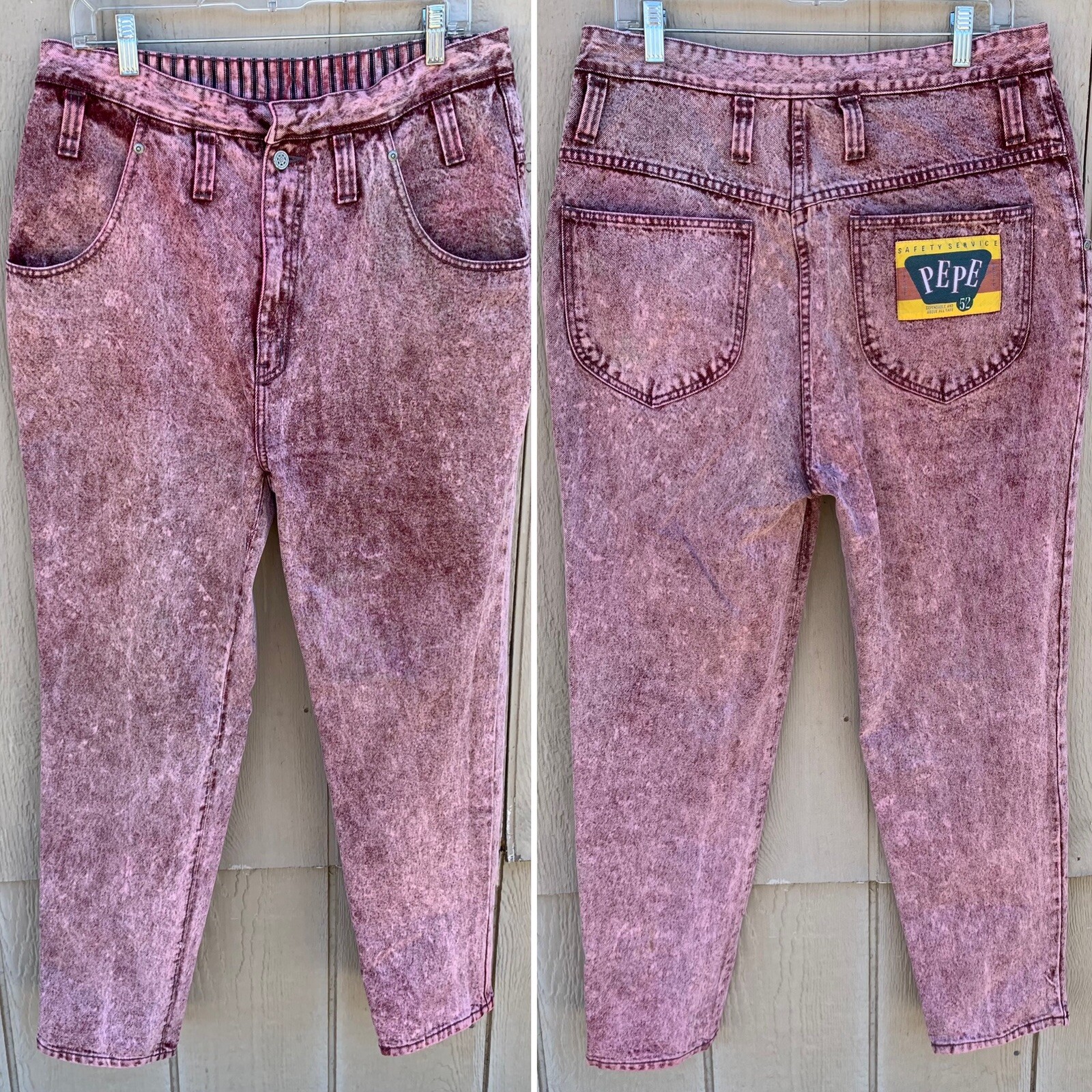 vintage Pepe Jeans acid wash high A waist tapered leg size 12/30 35 waist
