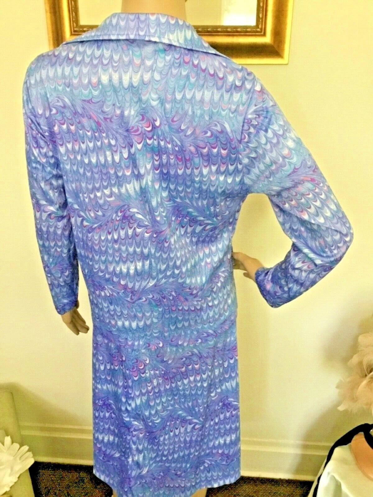 70’s Vintage Lavender Pink Psychedelic Splatter Shift Dress Jacket Set