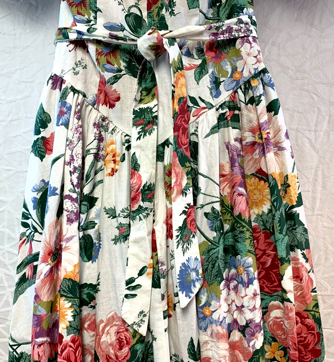 Vintage EXPO Floral Off-Shoulder Flare & Fit Midi Dress ~ 1980’s Garden Party