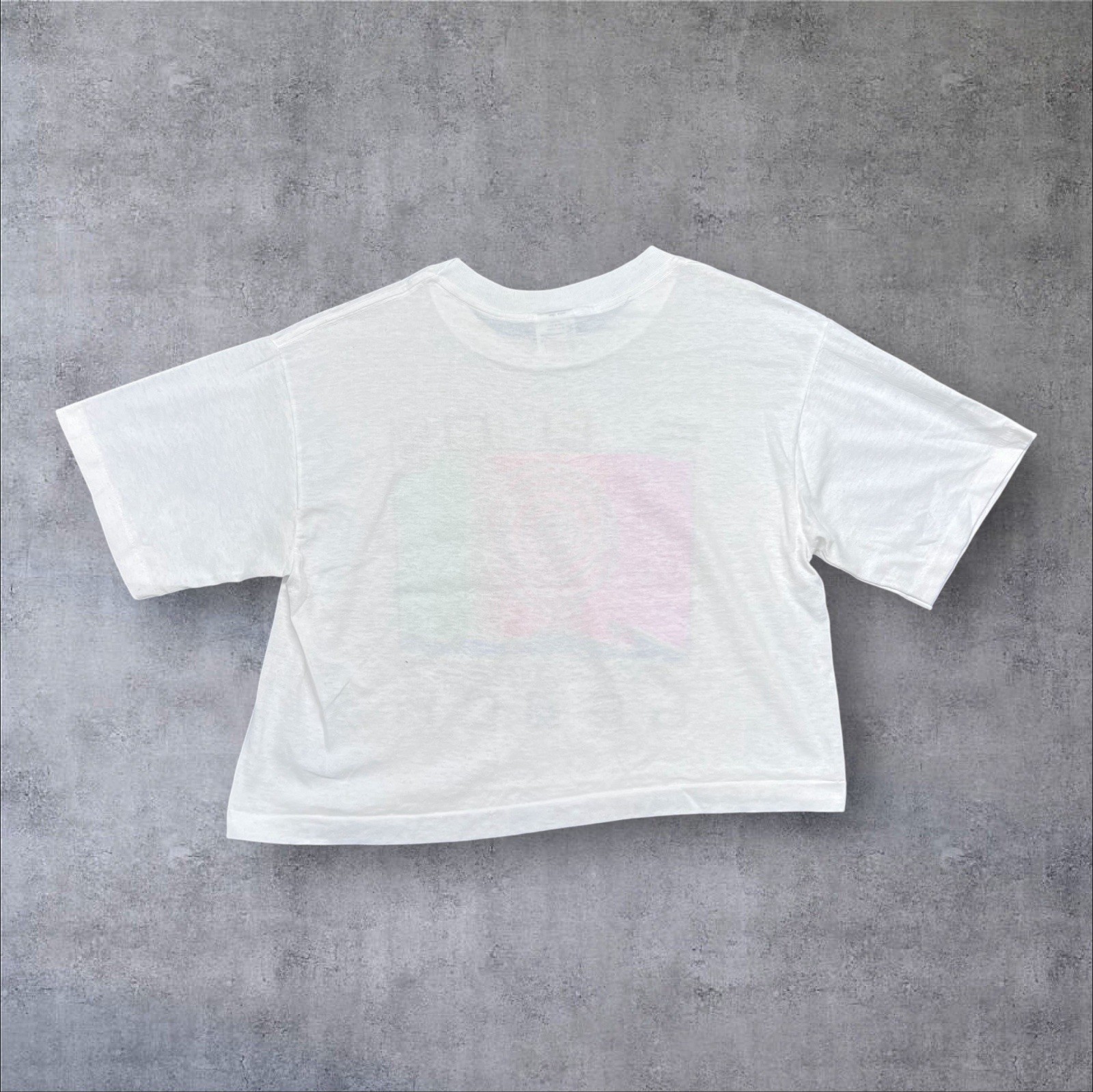 Vintage 90S Surf Fun N The Sun Beach Graphic Women’s White Cropped Top Tee Sz M