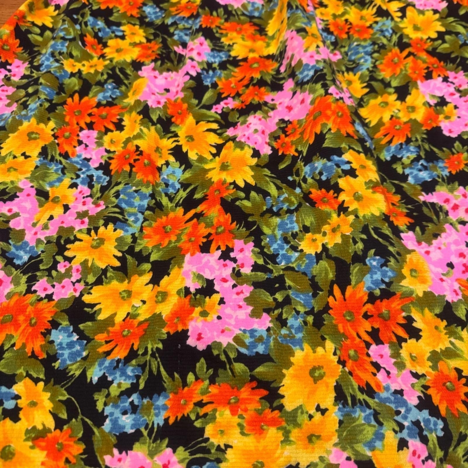 Vintage Tori Richard Honolulu Floral Barkcloth Maxi Dress Green Orange 70s Boho