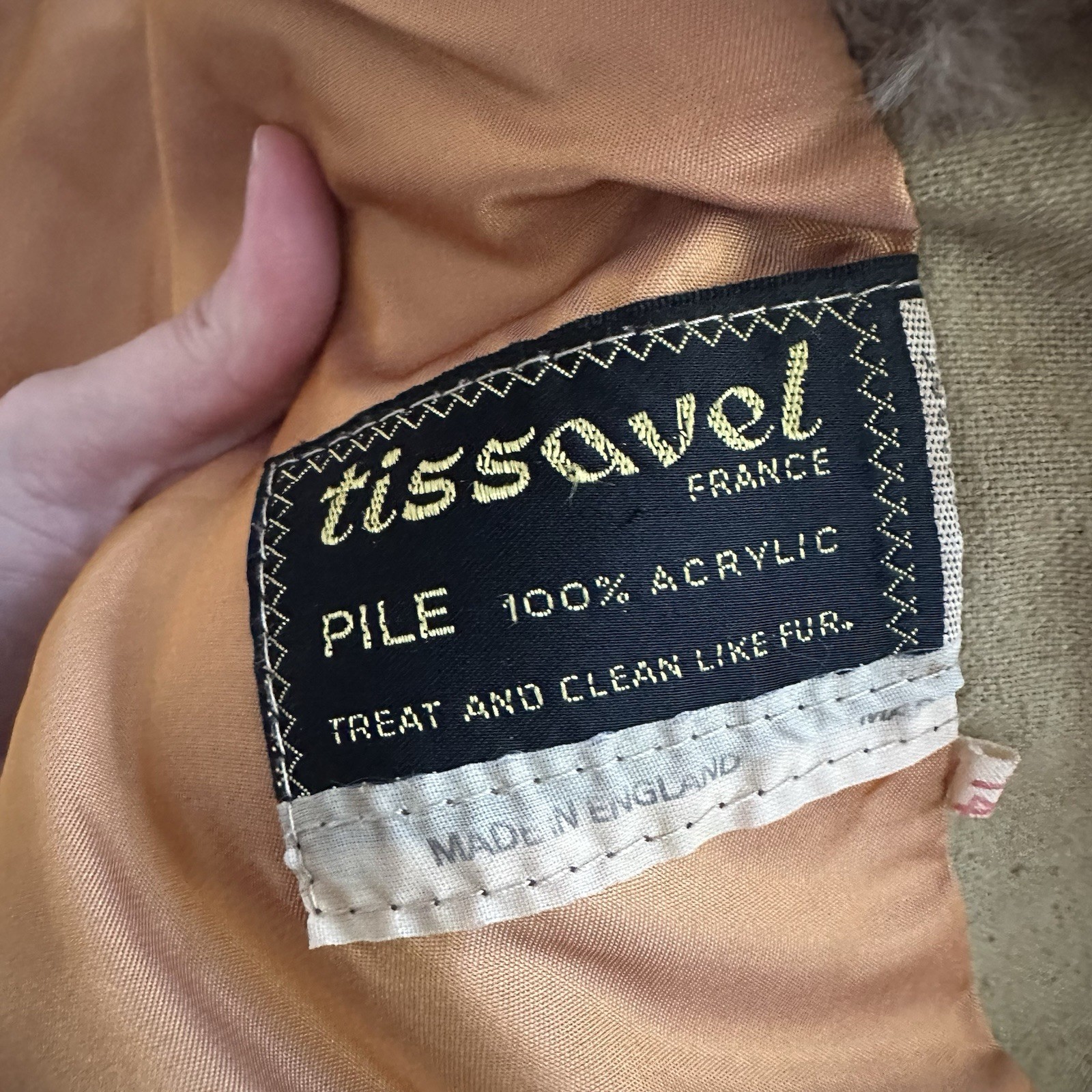 Vintage 60s/70s Made In England Brown Striped Faux Fur Coat Tissavel France L