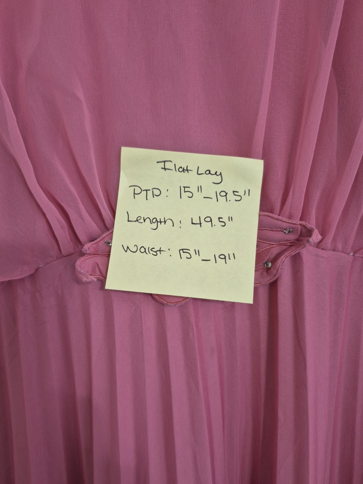Vintage 70/80s Pink Accordion Pleated Cape Dress Maxi Gown ILGWU Union Made M/L