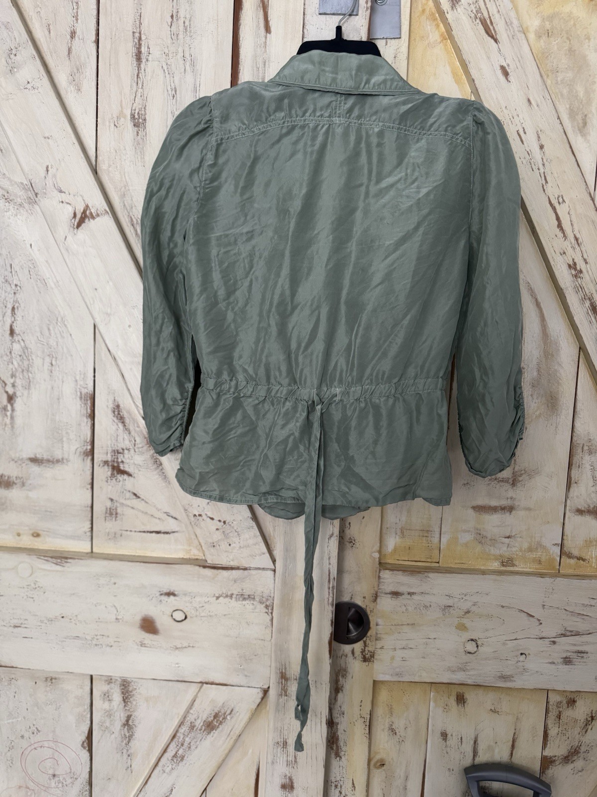 Armani Exchange Vintage Lightweight Peplum Blazer Sage Green 3/4 Sleeves M