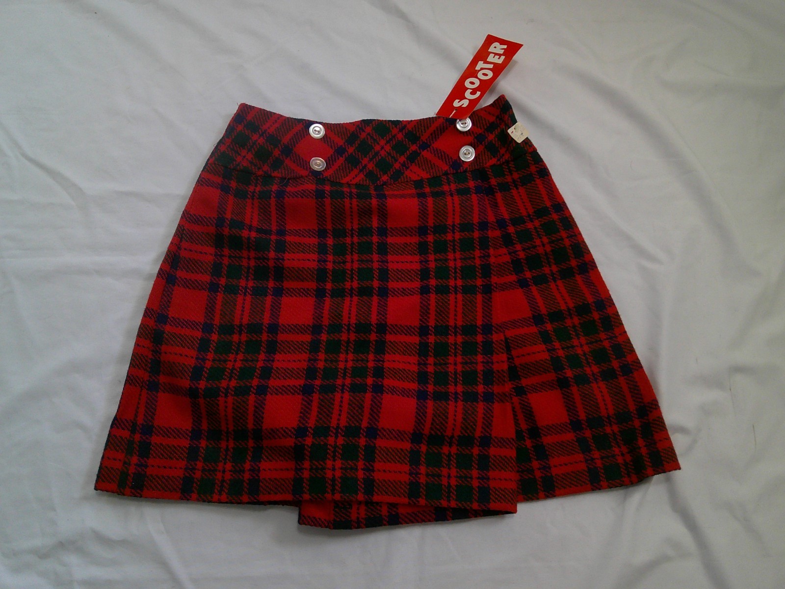 Vtg 60’s/70’s MOD Red/Black Plaid Mini SCOOTER Skort Skirt Women’s S NWT NOS