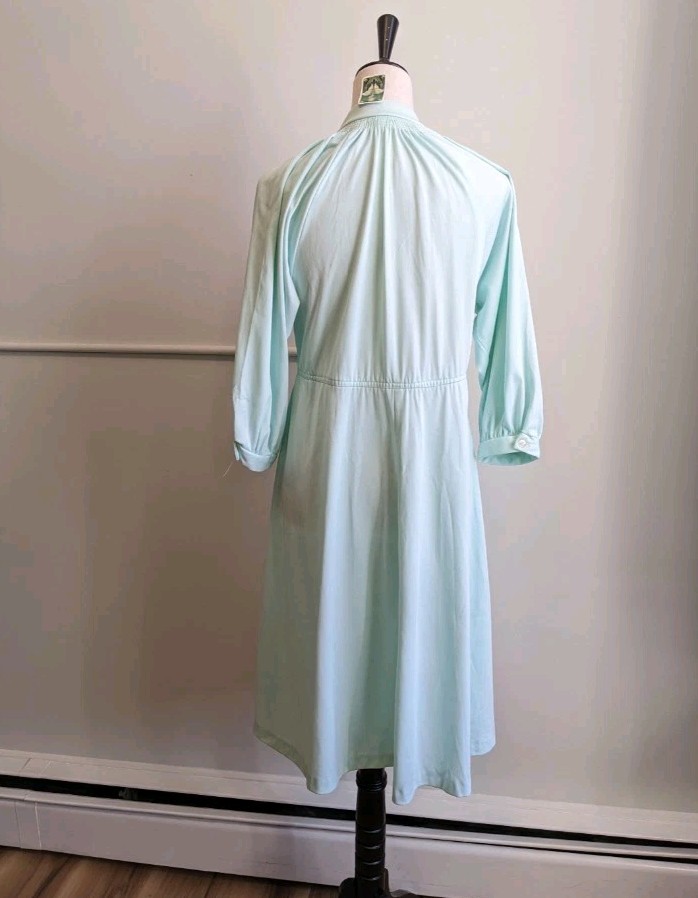 Vintage 70s Prairie Dress Womens Large Mint Green Long Sleeve Cottagecore