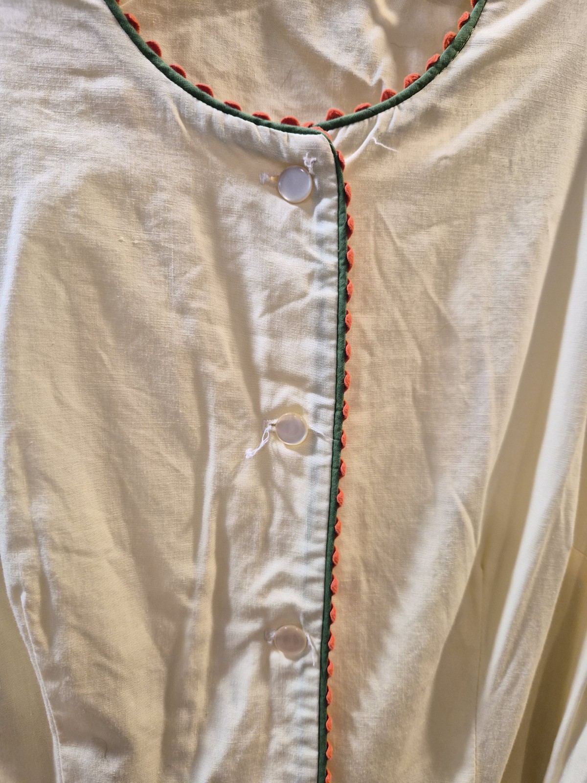 1960s Handmade Butter Yellow Cotton Dress With Embroidery