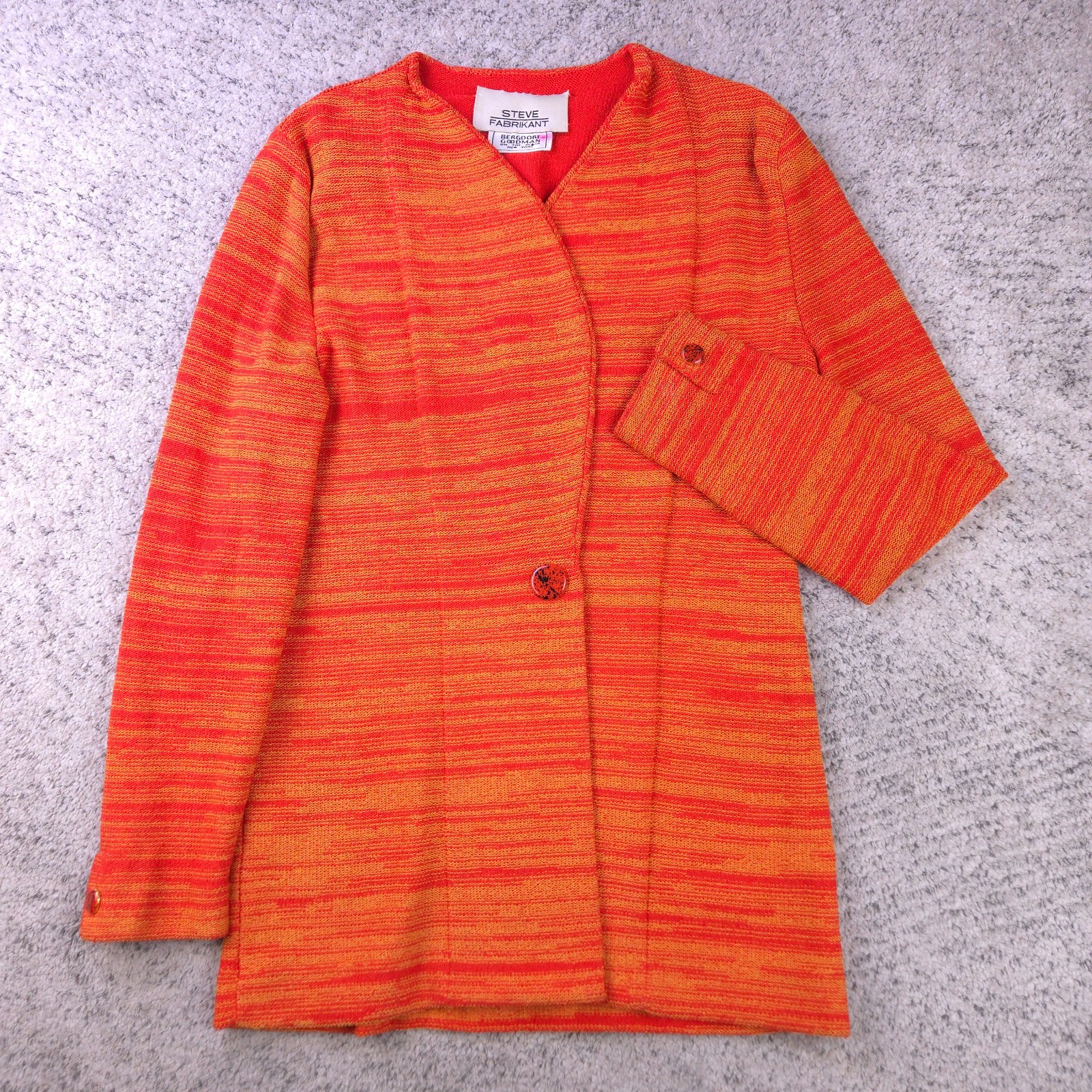 VTG Steve Fabrikant Bergdorf Goodman Jacket Size S M Petite Knit Orange Wool GUC