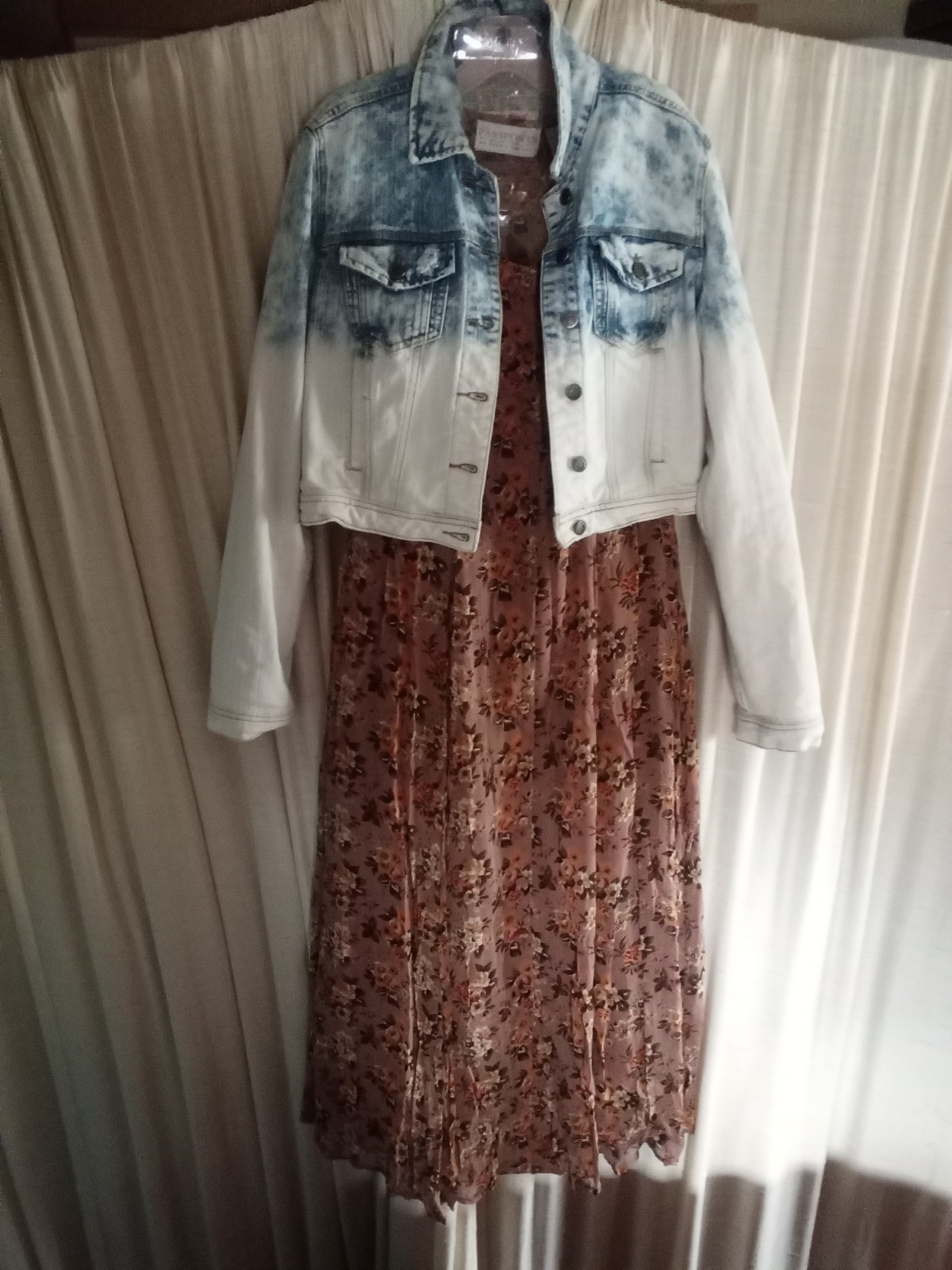 Vintage Passports Pier 1 Imports Long Sleeve Button Down Fit and Flare Dress