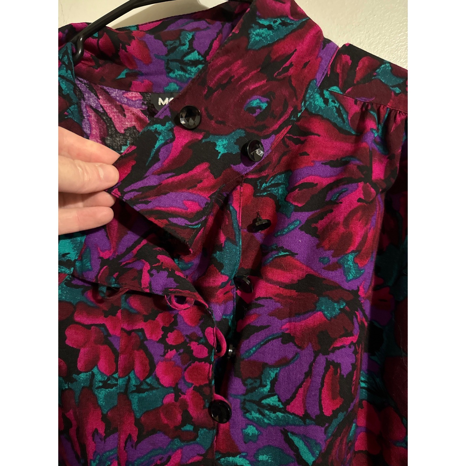 Vintage 80s-90s More Jazz Vintage Floral Midi Dress Long Sleeve Plus Size 20W