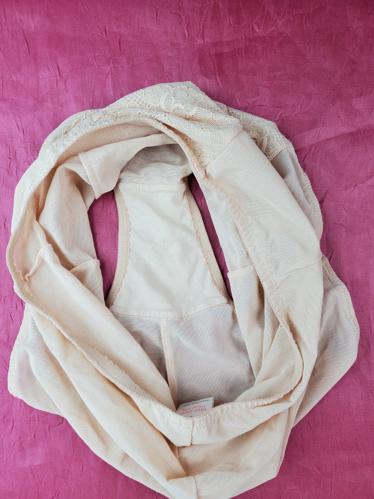Vtg Panty Girdle Sz 16 Lace Mesh Sculpting Granny Cincher Brief Sissy Pin-up