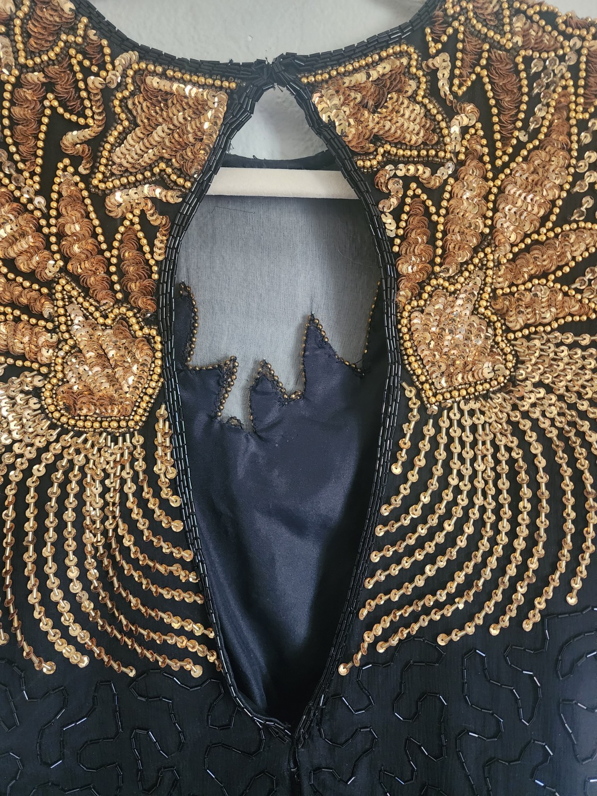 Vintage „Right Choice” Silk Beaded Sequin Embellished Wiggle Dress, Size Small