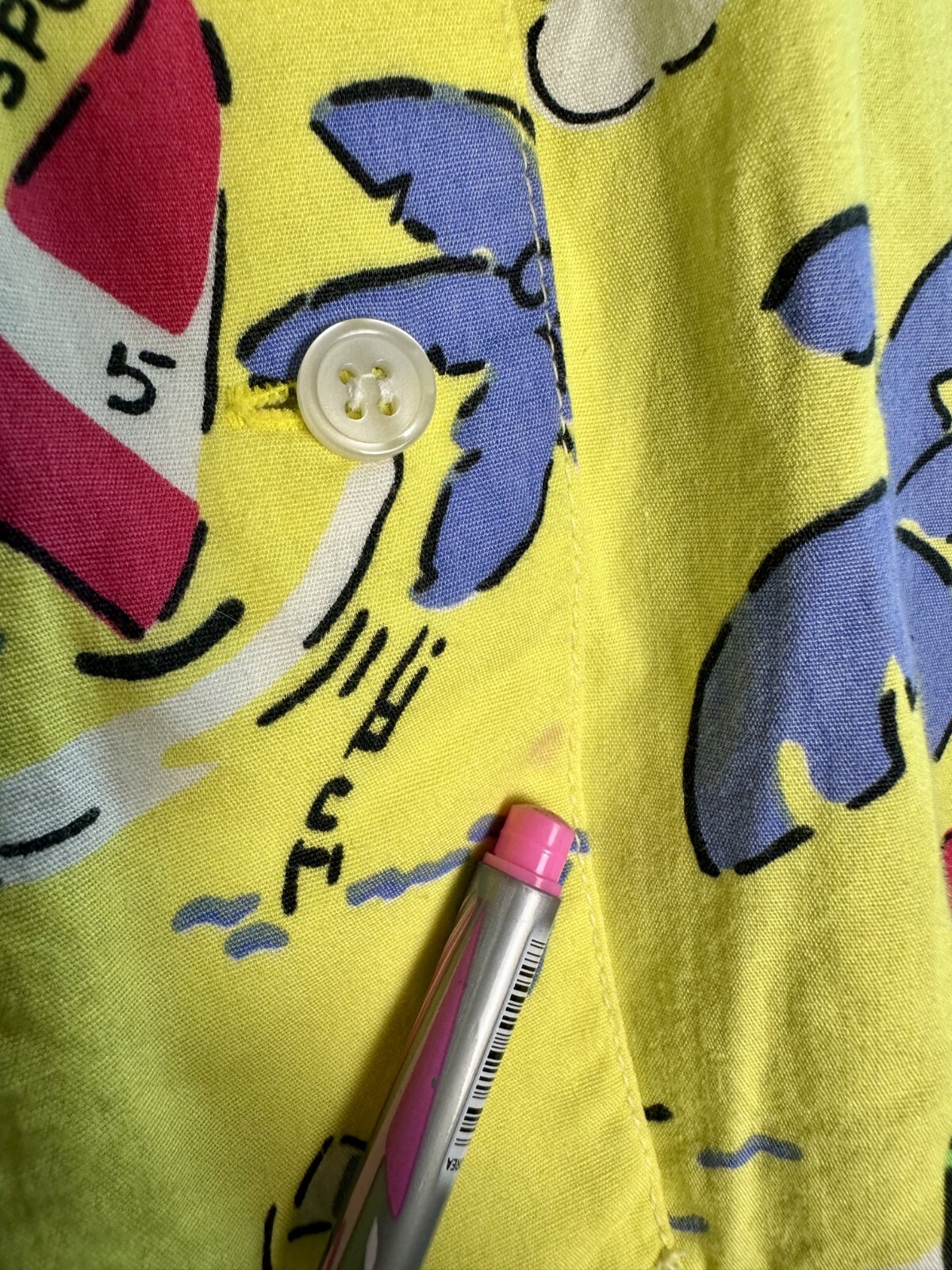 Vintage 1980’s Fashion In MICHEL Yokohama Yellow I LOVE POP! Cotton Short Sleeve
