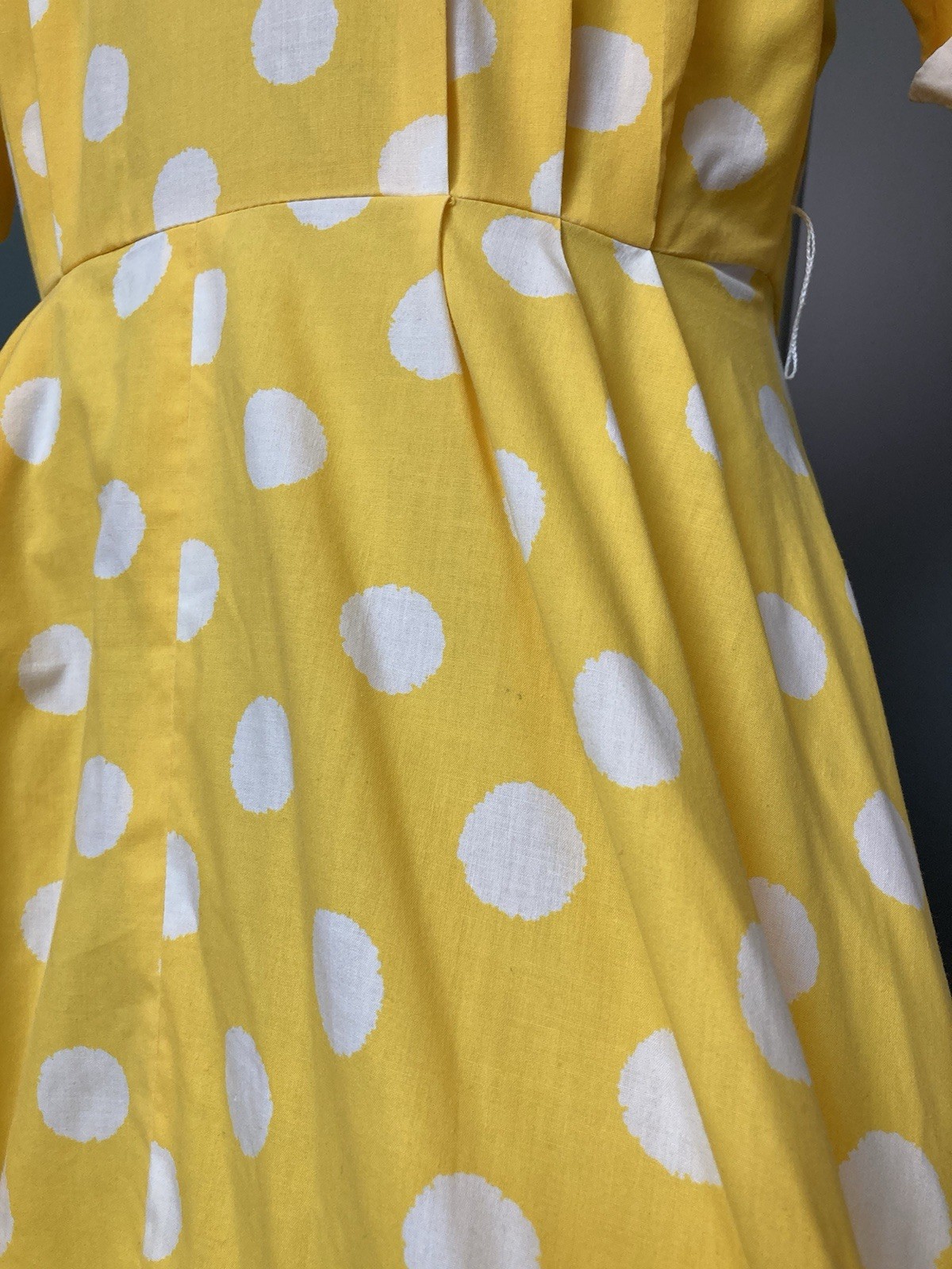 Darian VTG Yellow Polka Dot Shirt Dress Rockabilly Size M – Damaged For Costume