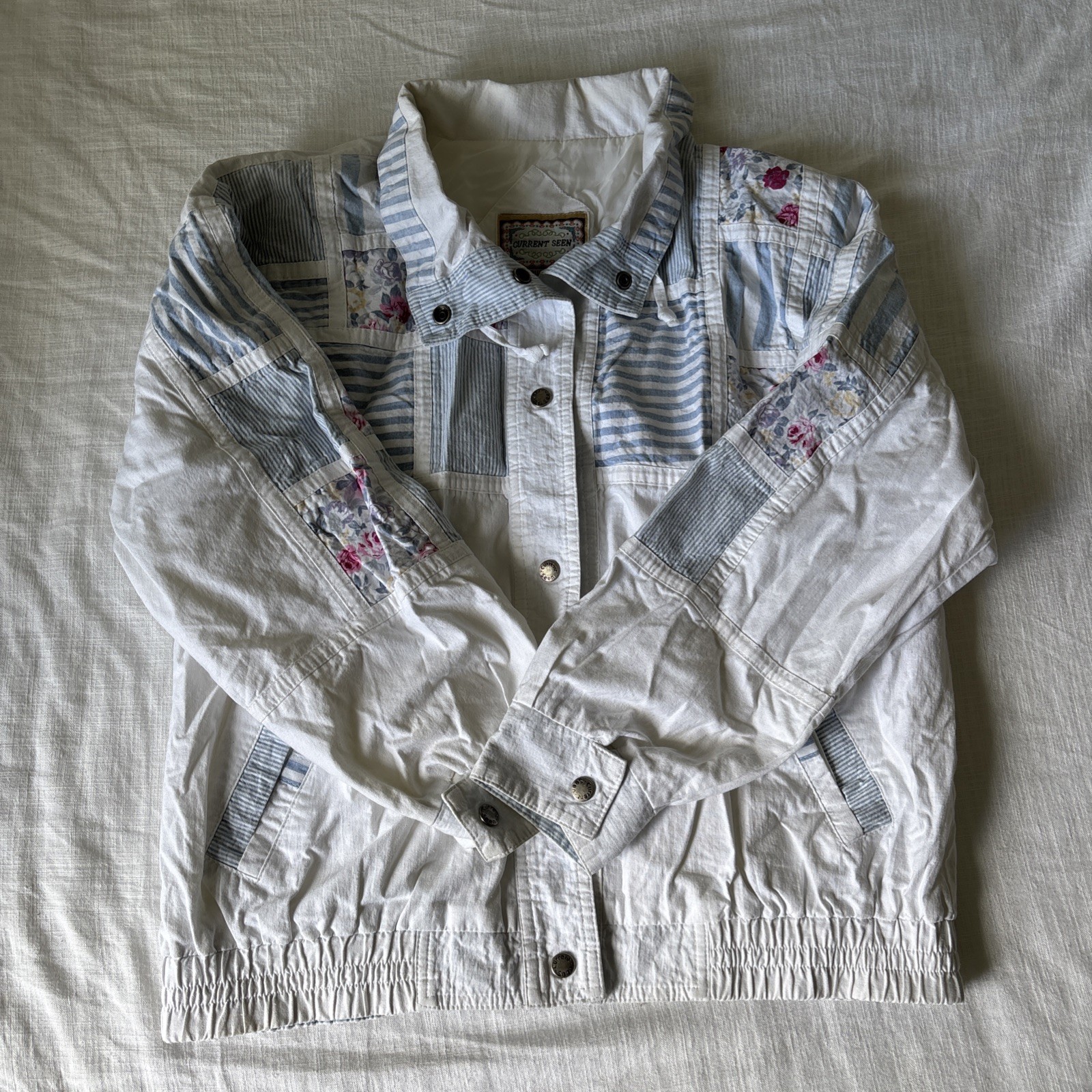 Current Seen Vintage Floral Cottage Core White Jacket Size Medium Made In Russia