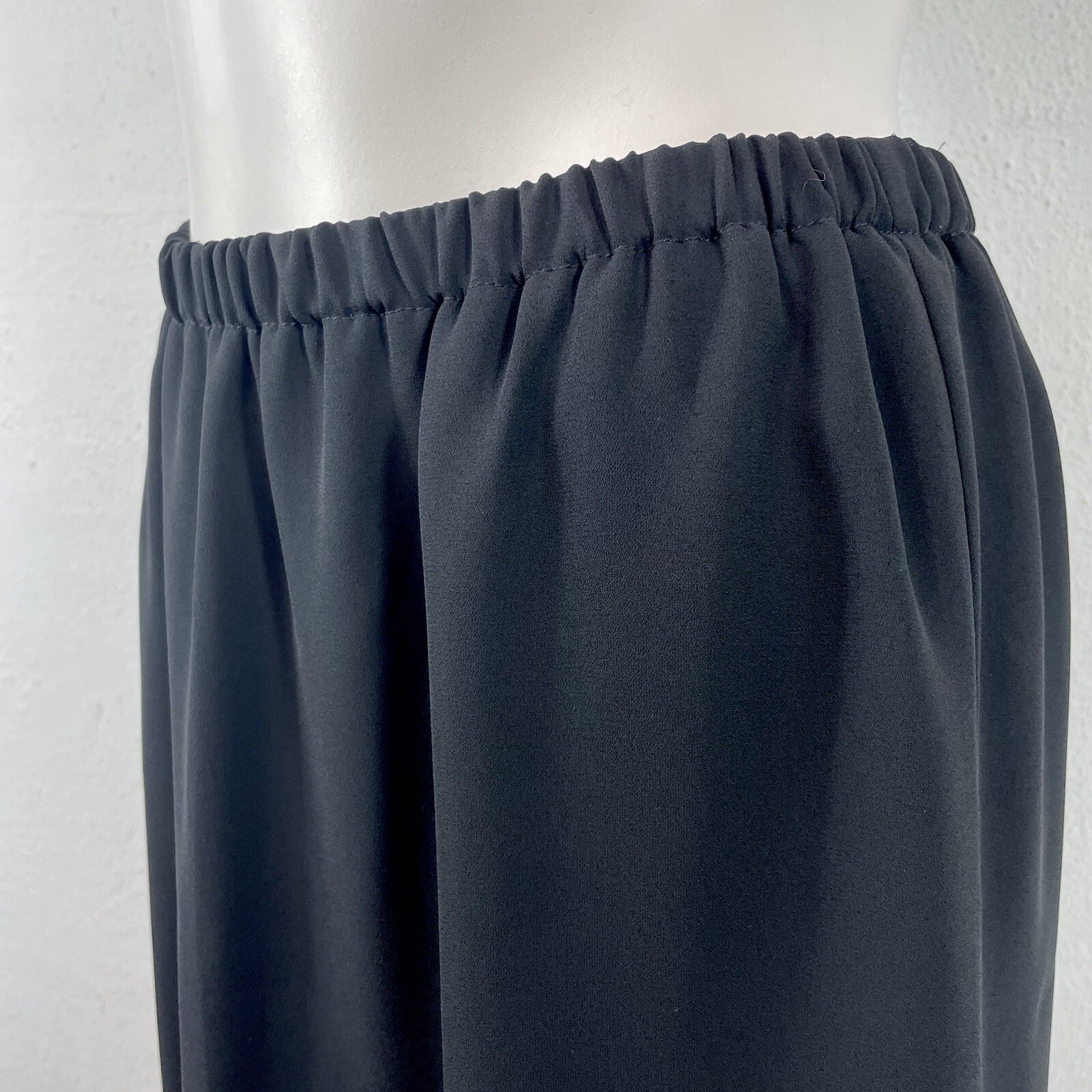 Vintage 1970s Joy Stevens California Sheer Black Layered Knee Skirt Size Medium