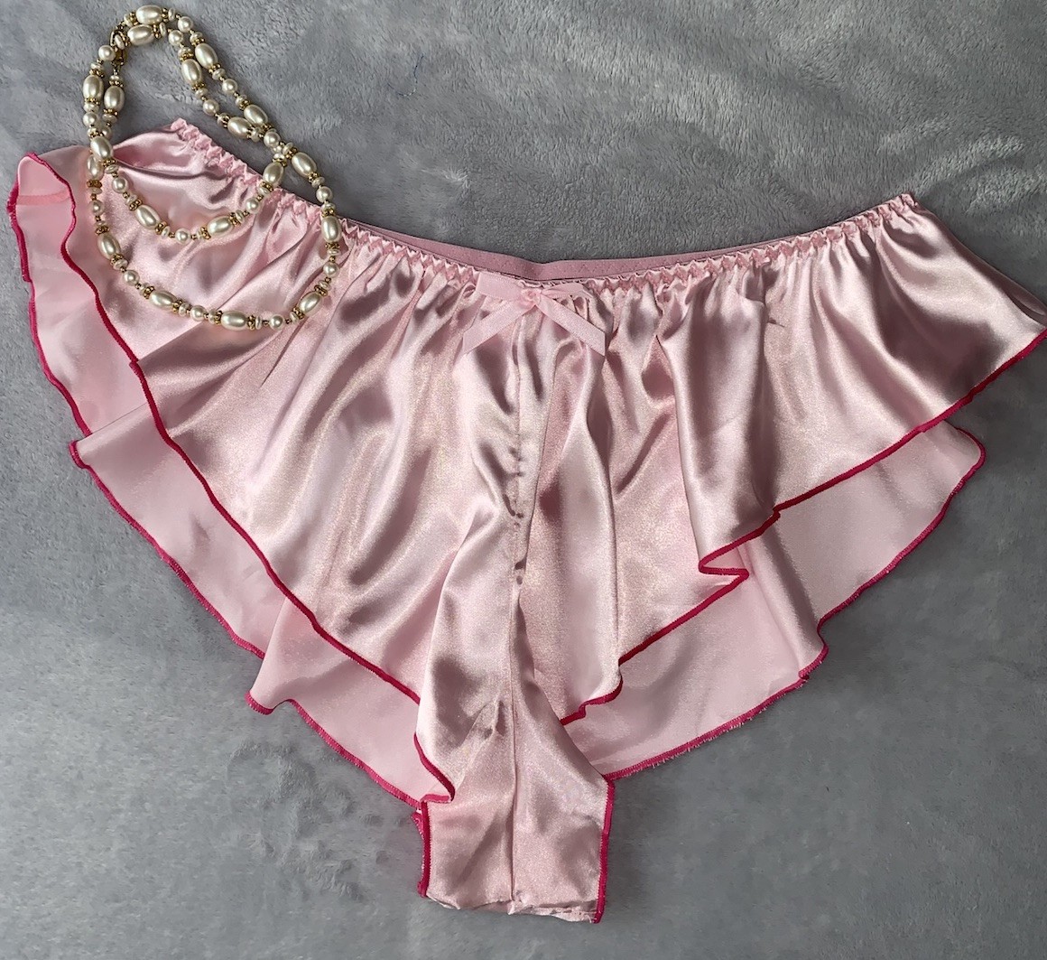 NEW GLOSSY Satin 1X Flutter Bikini Panties Satin Bow Precious Girly Femme