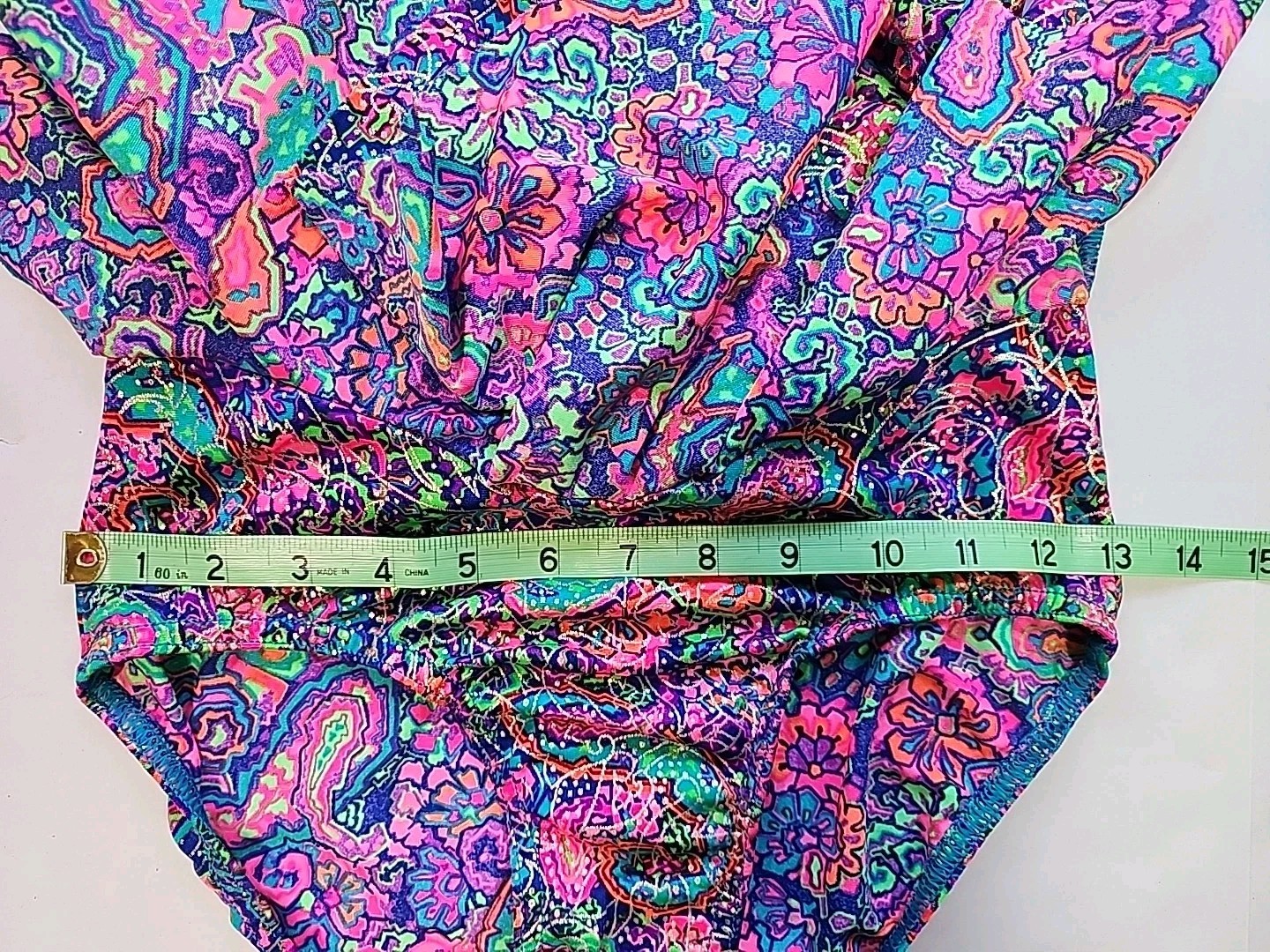 Gantner California Womens Size 10 Psychedelic Neon Colorful 1pc Bathing Suit 80s