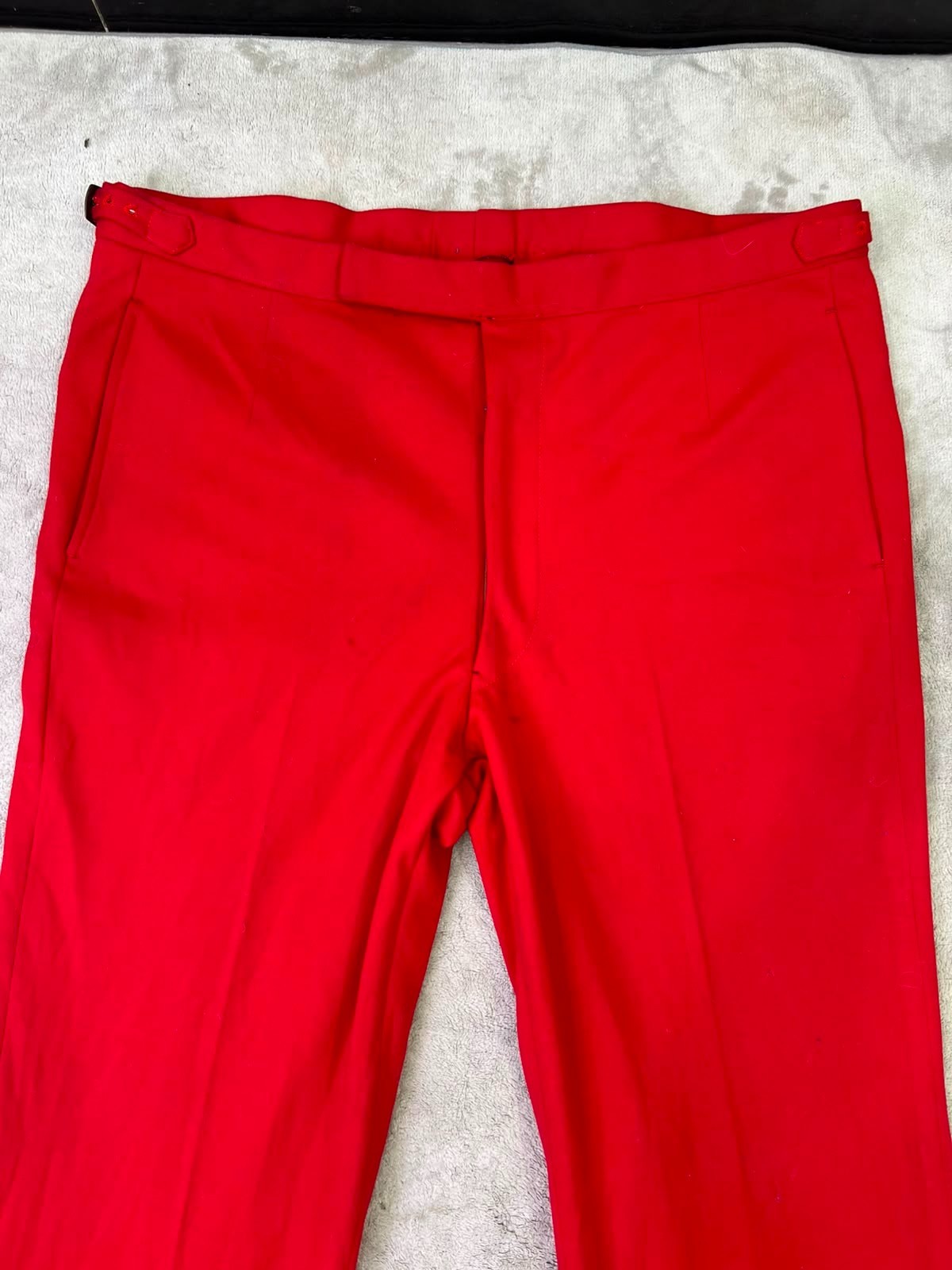 Vintage Alexander Shields 38 Red Polyester Flared Trousers 70s Bell Bottom Pants