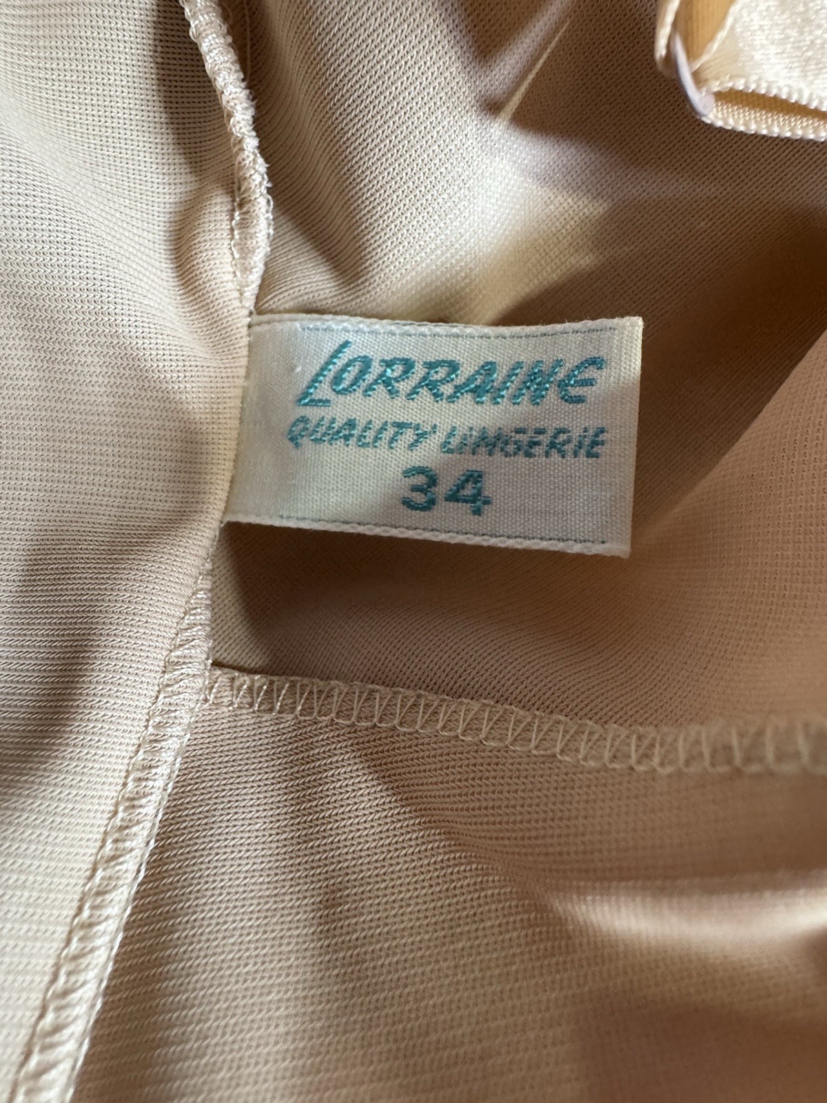 60s Lorraine Nude Nylon Lace Trim Full Slip Dress Coquette Minimal Lingerie Sz S