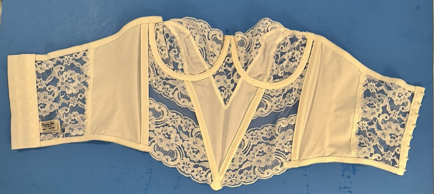 Christian Dior Intimates Vintage White Lace Bustier Corset – 36B
