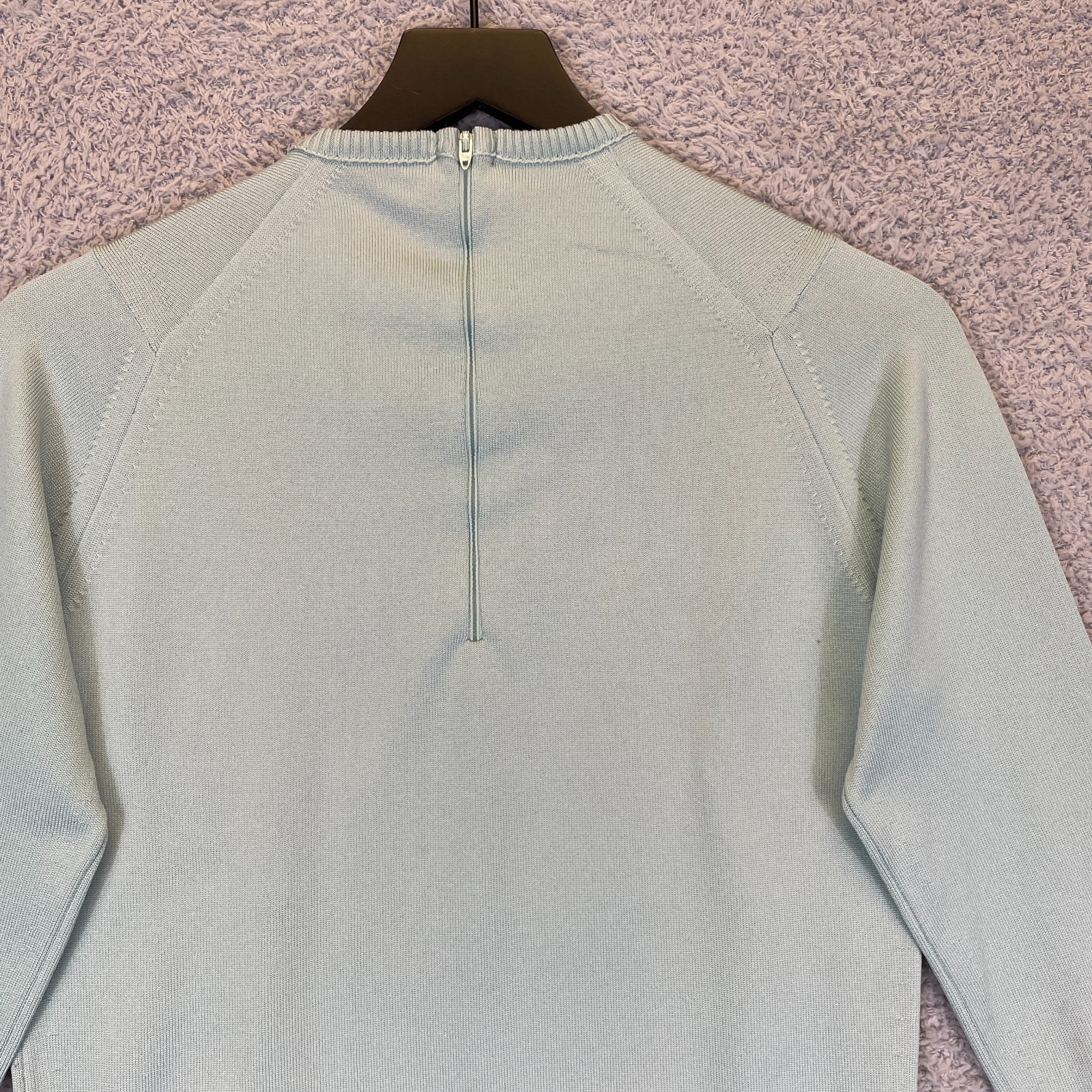 Vintage 1970s Givenchy Sport Designer Aqua Striped Sweater Top Size 36 Talon Zip