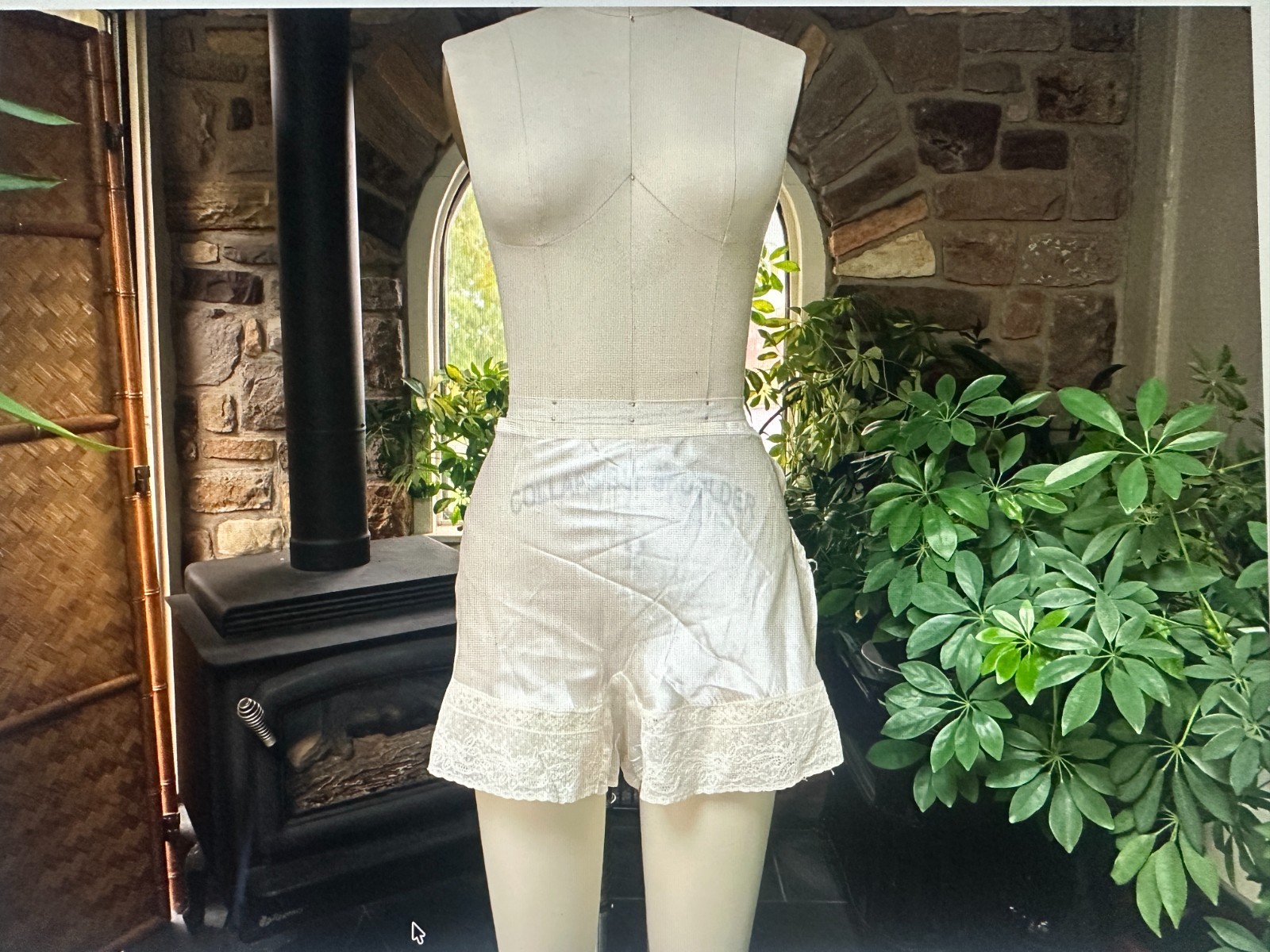 Vintage 1930s Silky Ivory Satin Rayon and Lace Step Ins Side Button Tap Pants