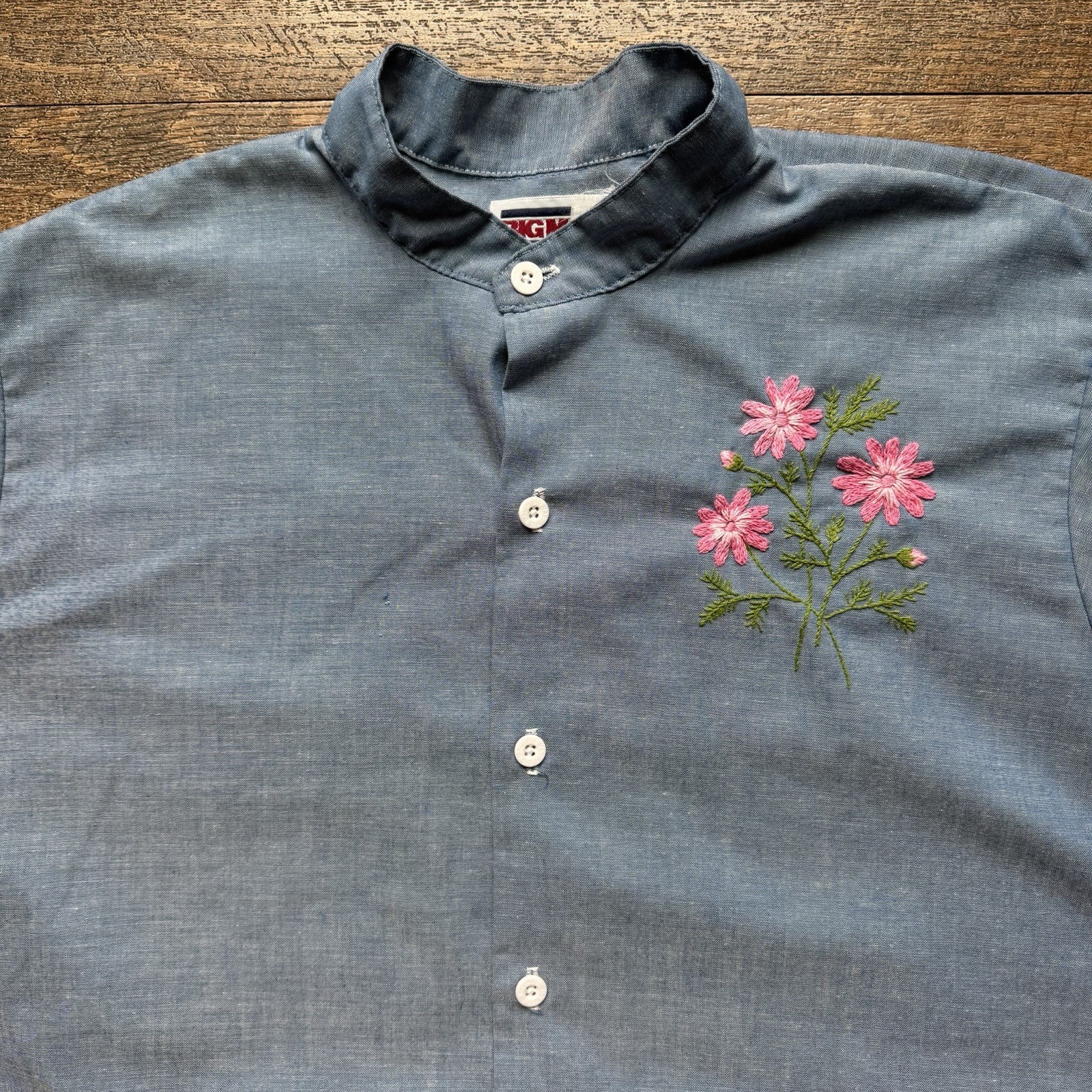 Vintage 1970’s Womens XL Big Mac Floral BOHO Indie Embroidered Longsleeve Shirt