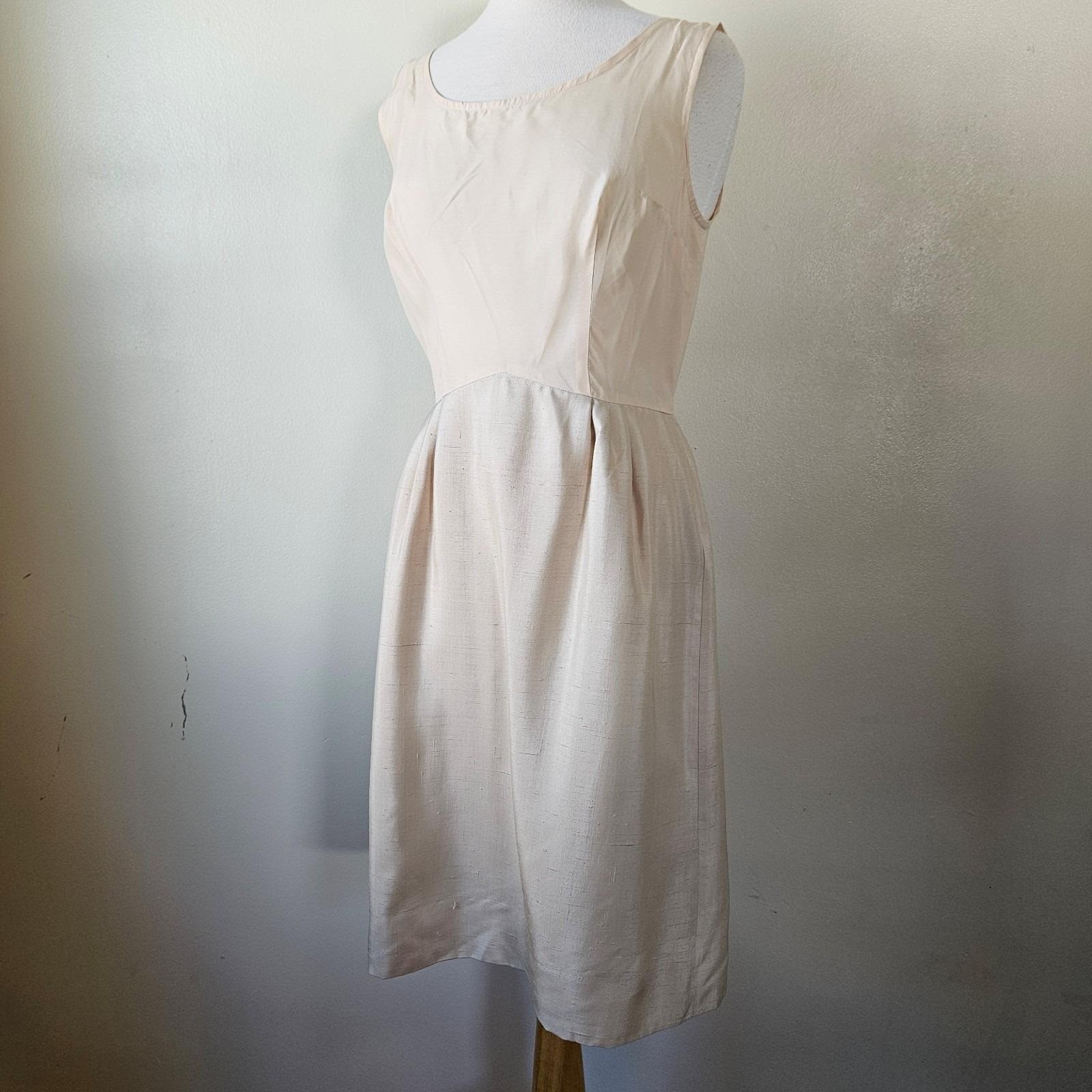 Vintage 50s 60s Beige Cream Bridal Lace 2 Pc Church Dress Set Sheath Mad Men S/M